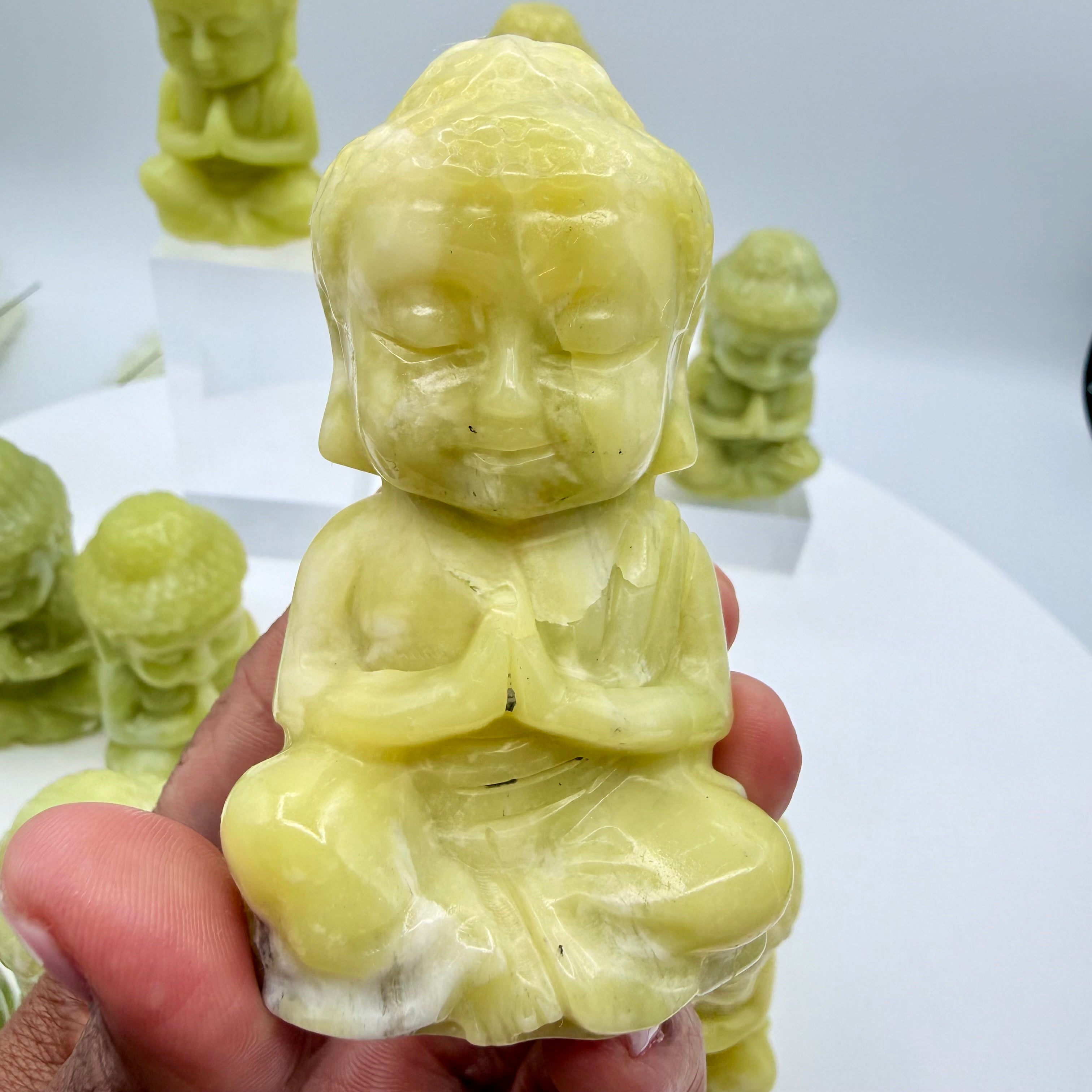 Lemon Jade  Praying Baby Buddha 8.5cmx5cm