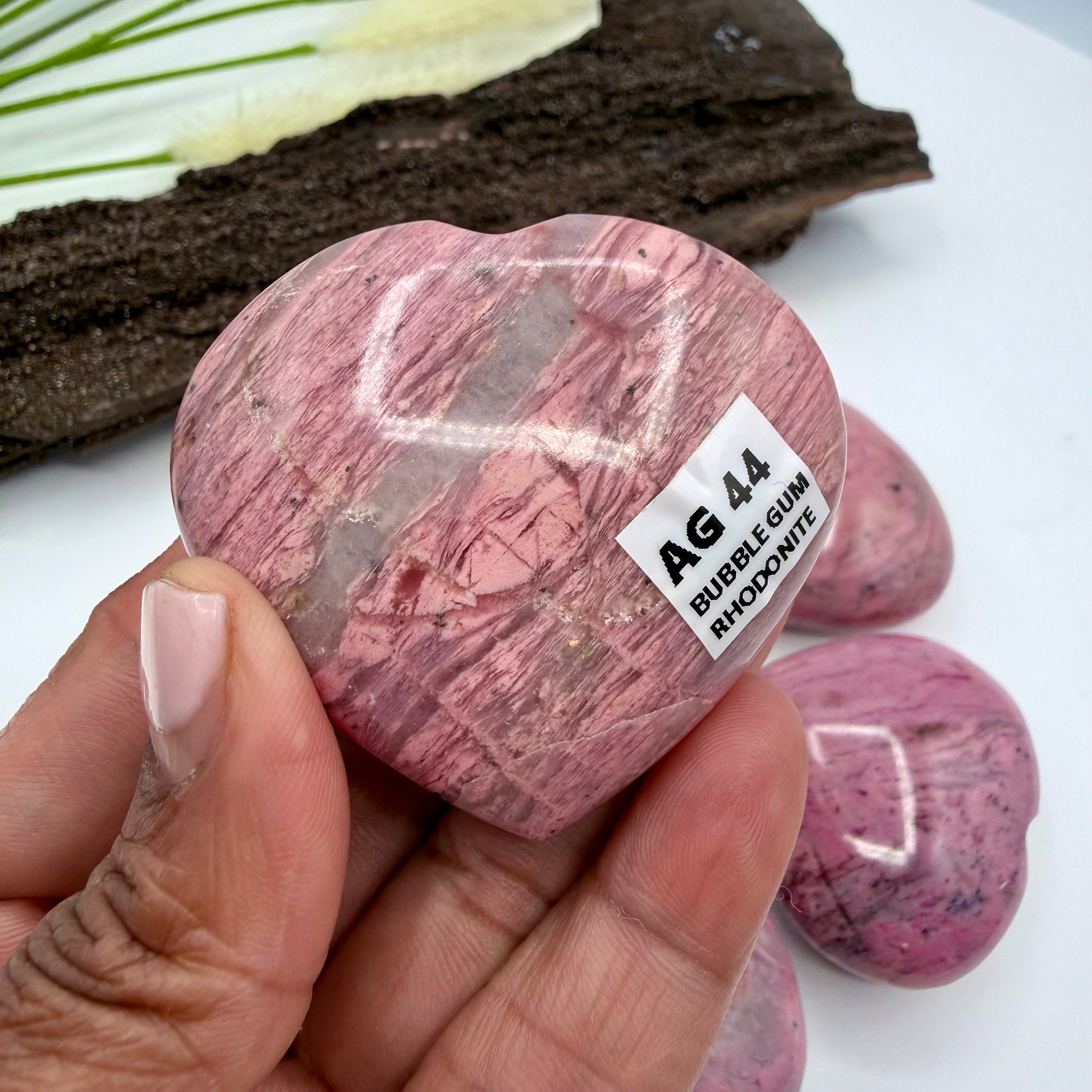 Bubblegum Rhodonite Hearts 90g