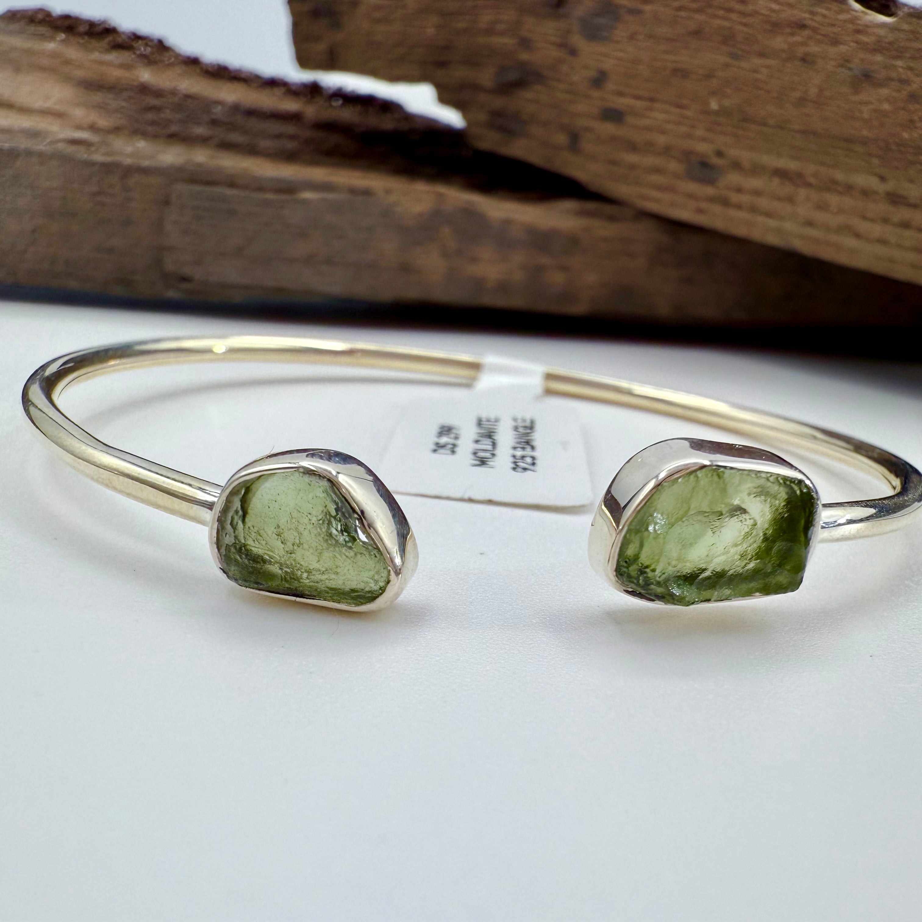 Moldavite 925 Silver Bangle
