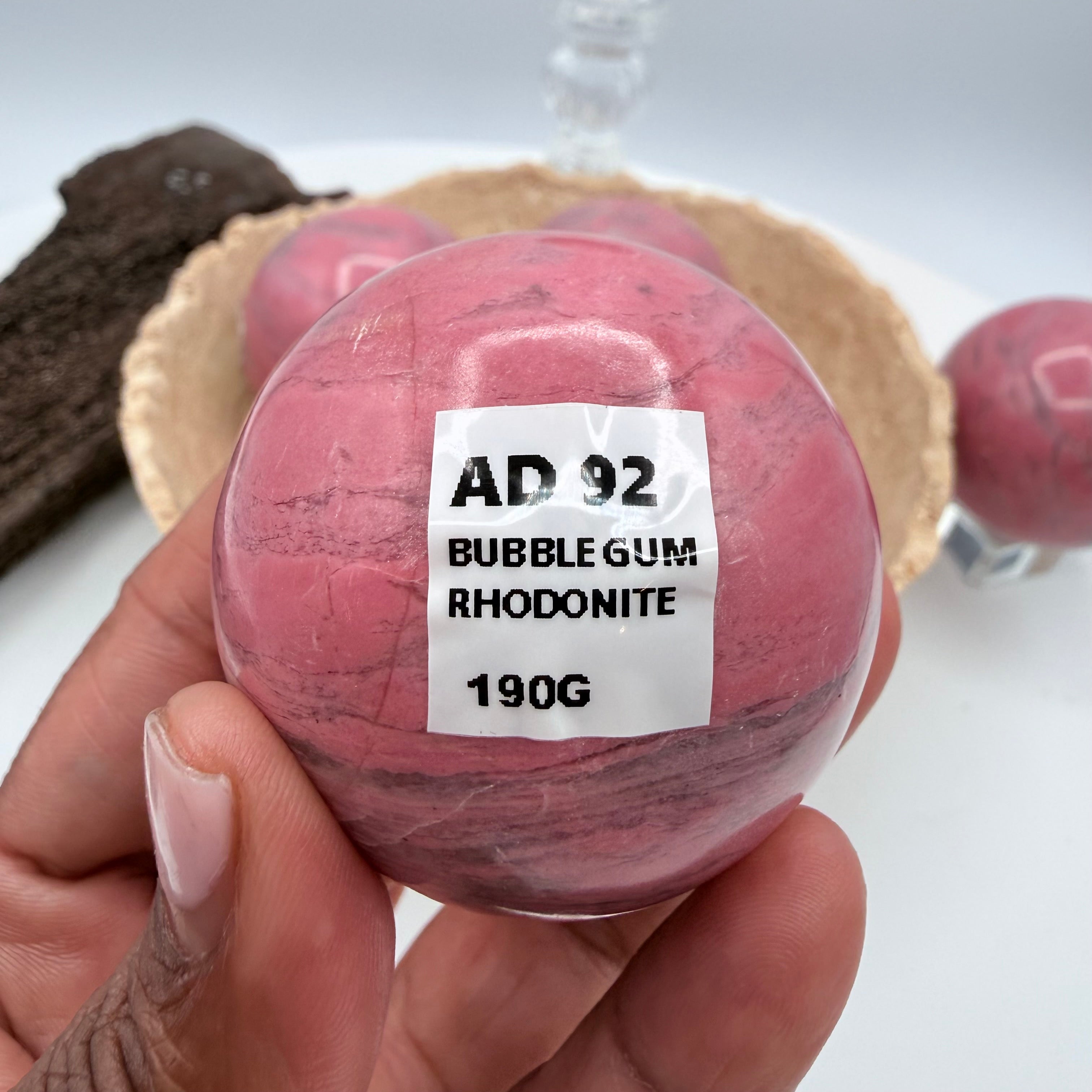 Peruvian Bubblegum Pink Rhodonite 190g| 48mm