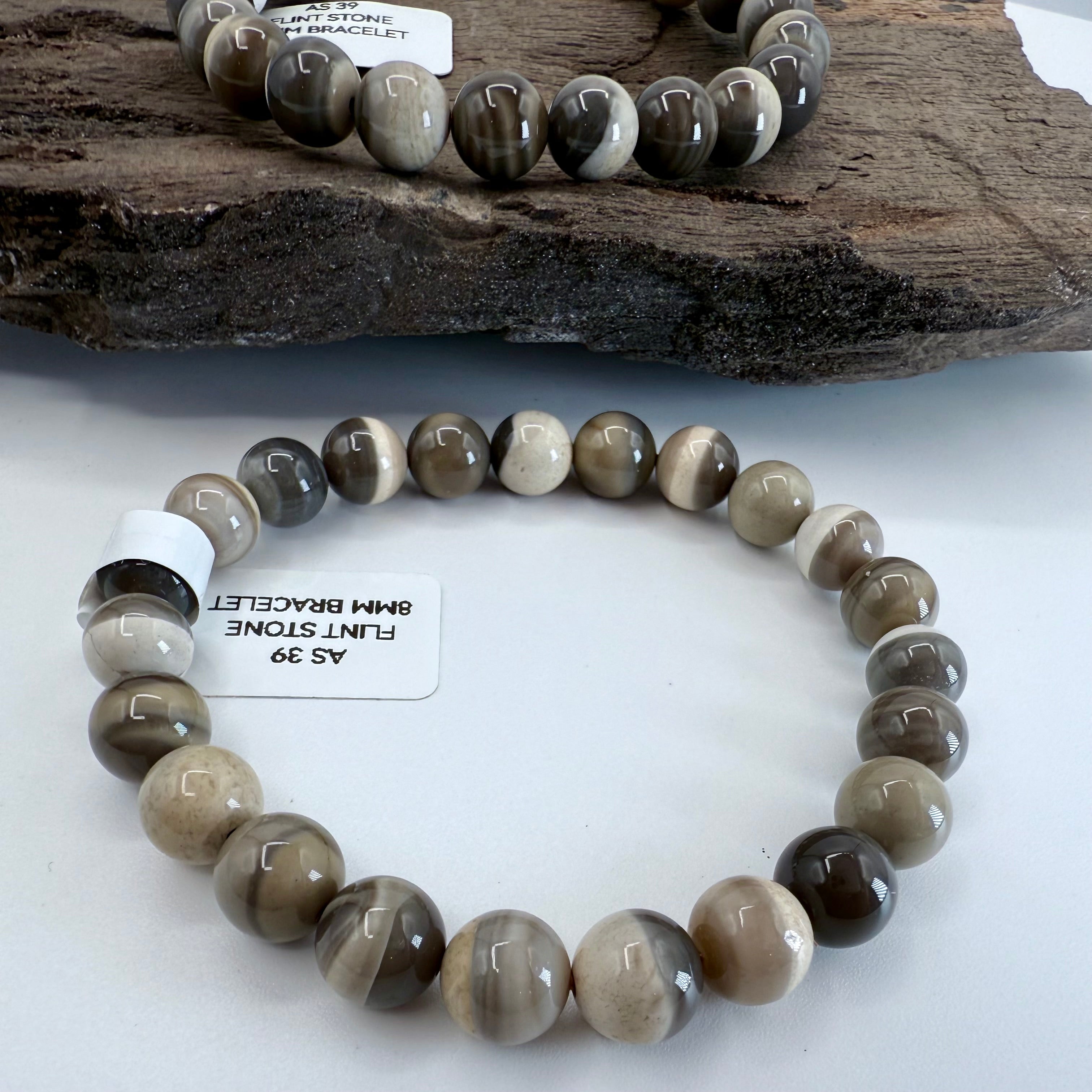 Polish Flintstone 8mm Bracelet [AS39]