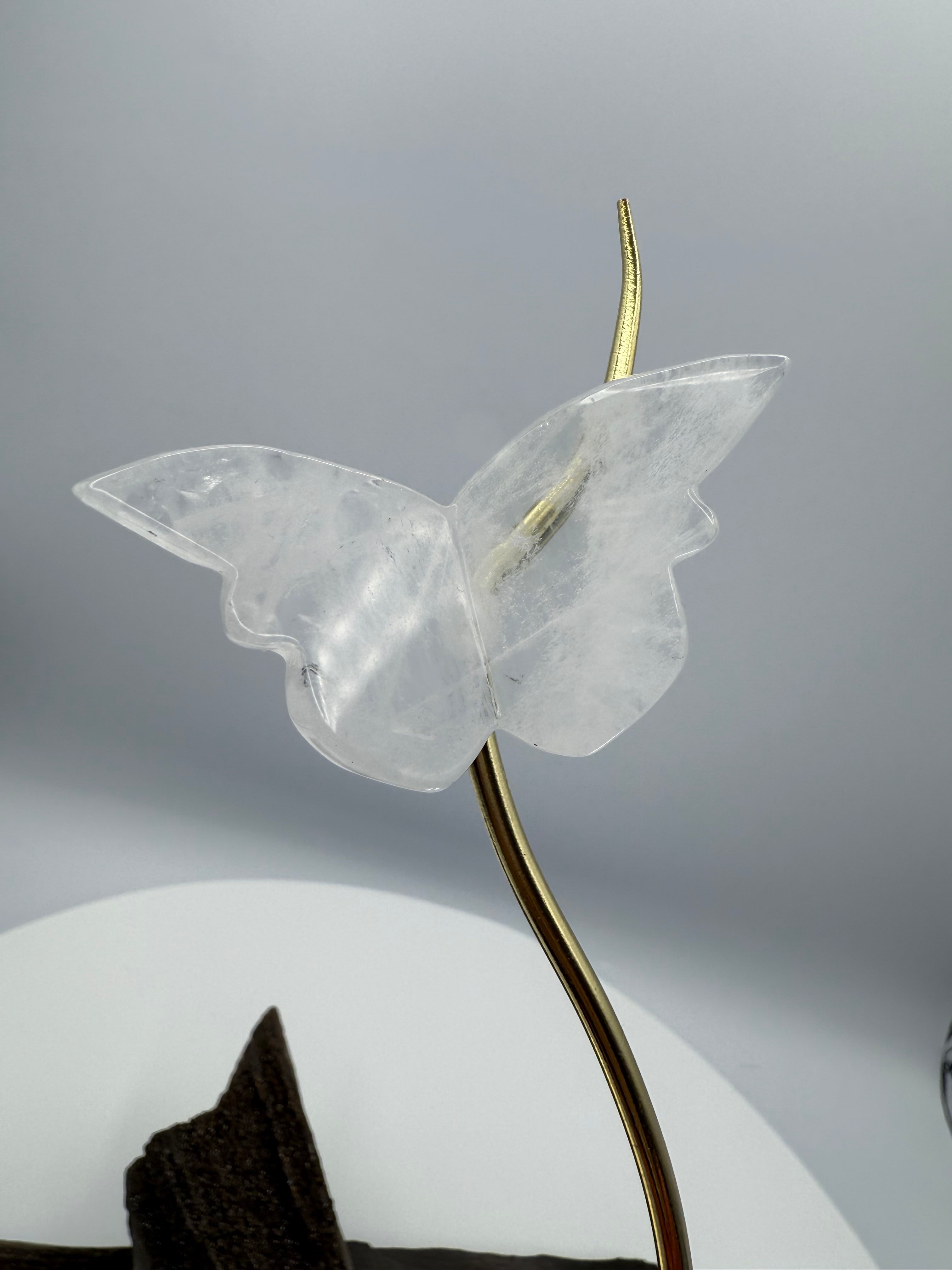 8 Piece Assorted Crystal Butterflies on Gold Infinity Stand - 13 inch