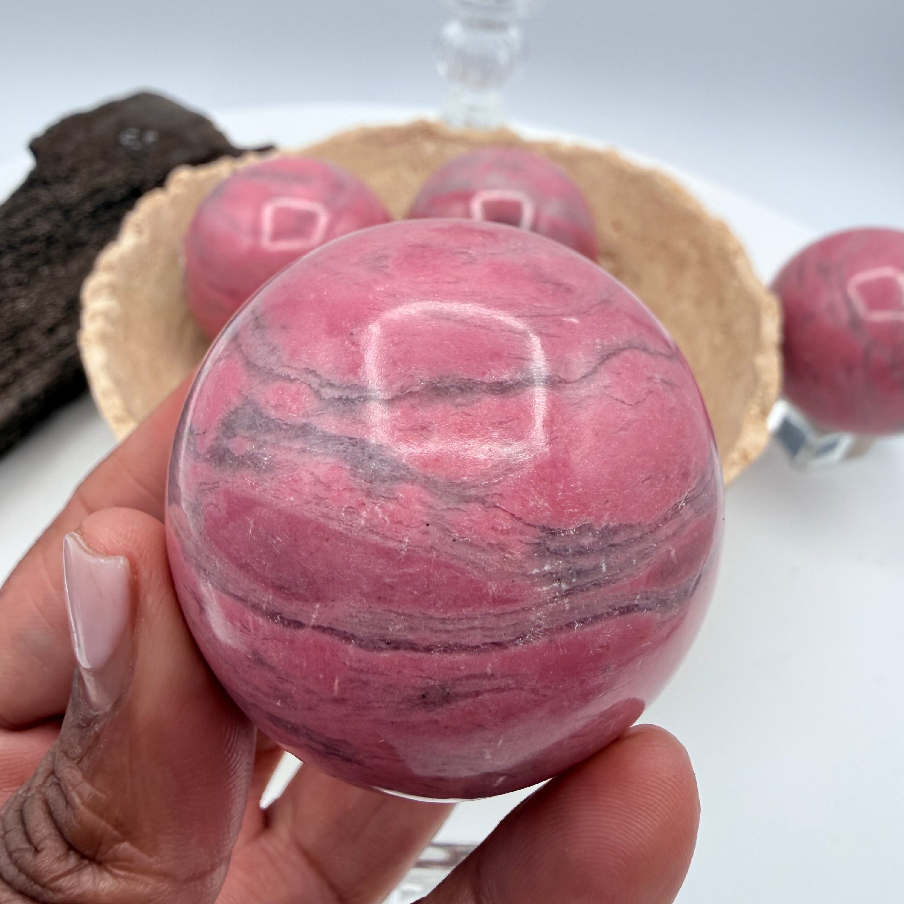 Peruvian Bubblegum Pink Rhodonite 190g| 48mm