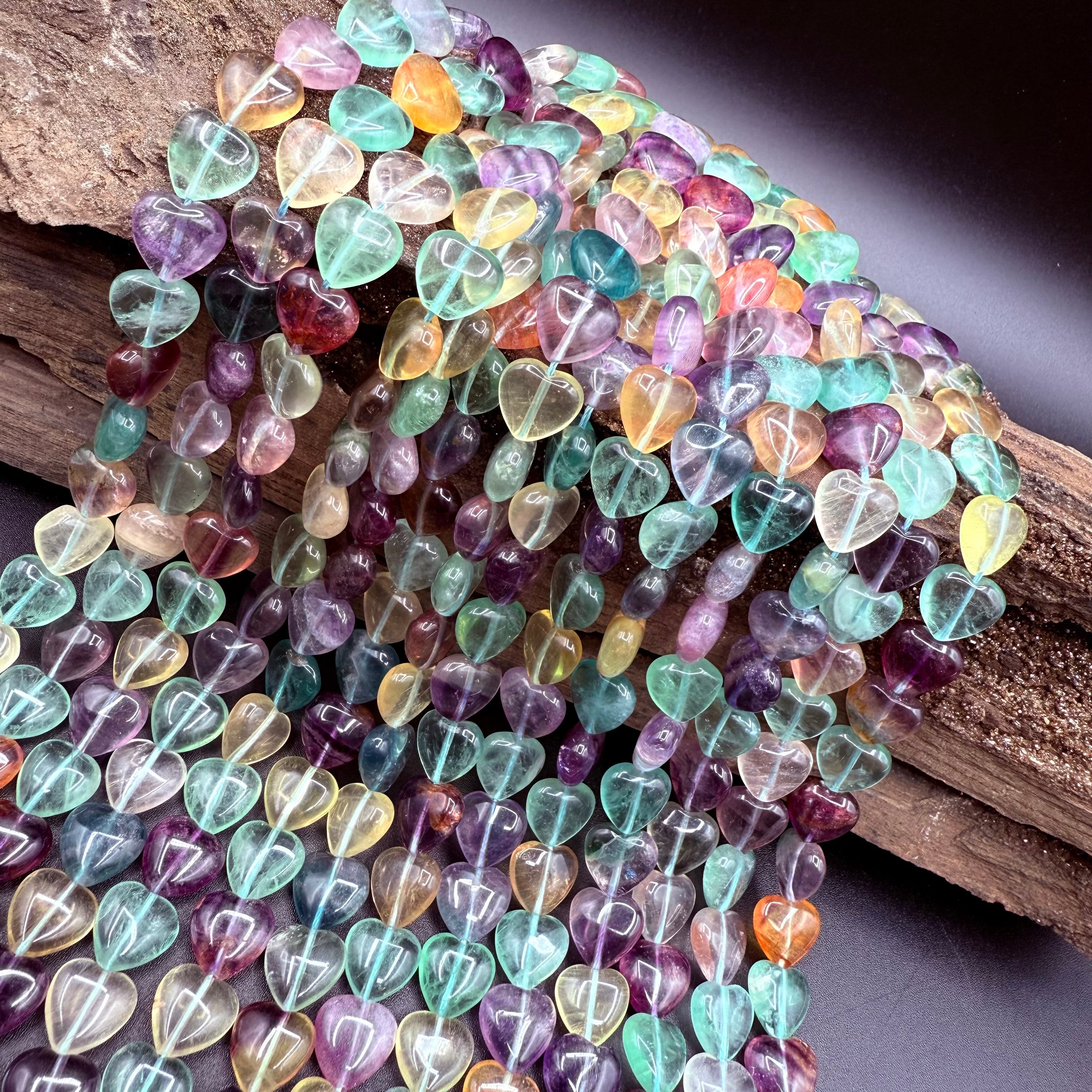 Fluorite Hearts 11MM Bead Strand