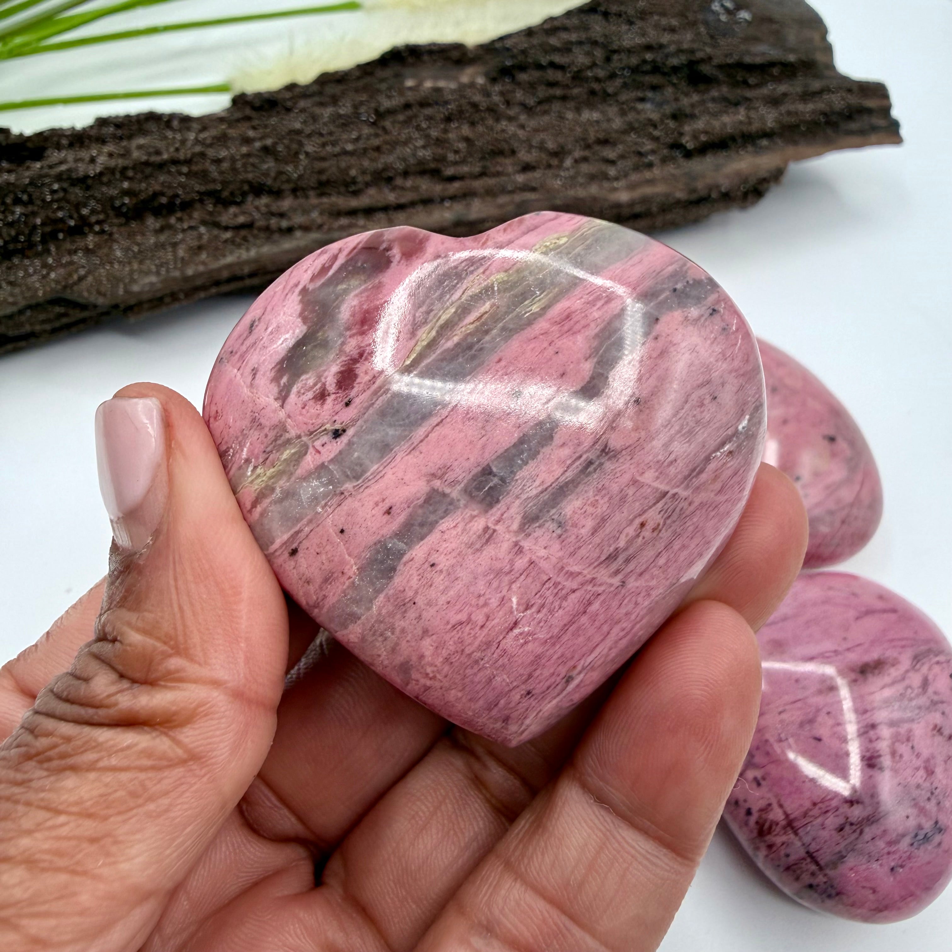 Bubblegum Rhodonite Hearts 90g