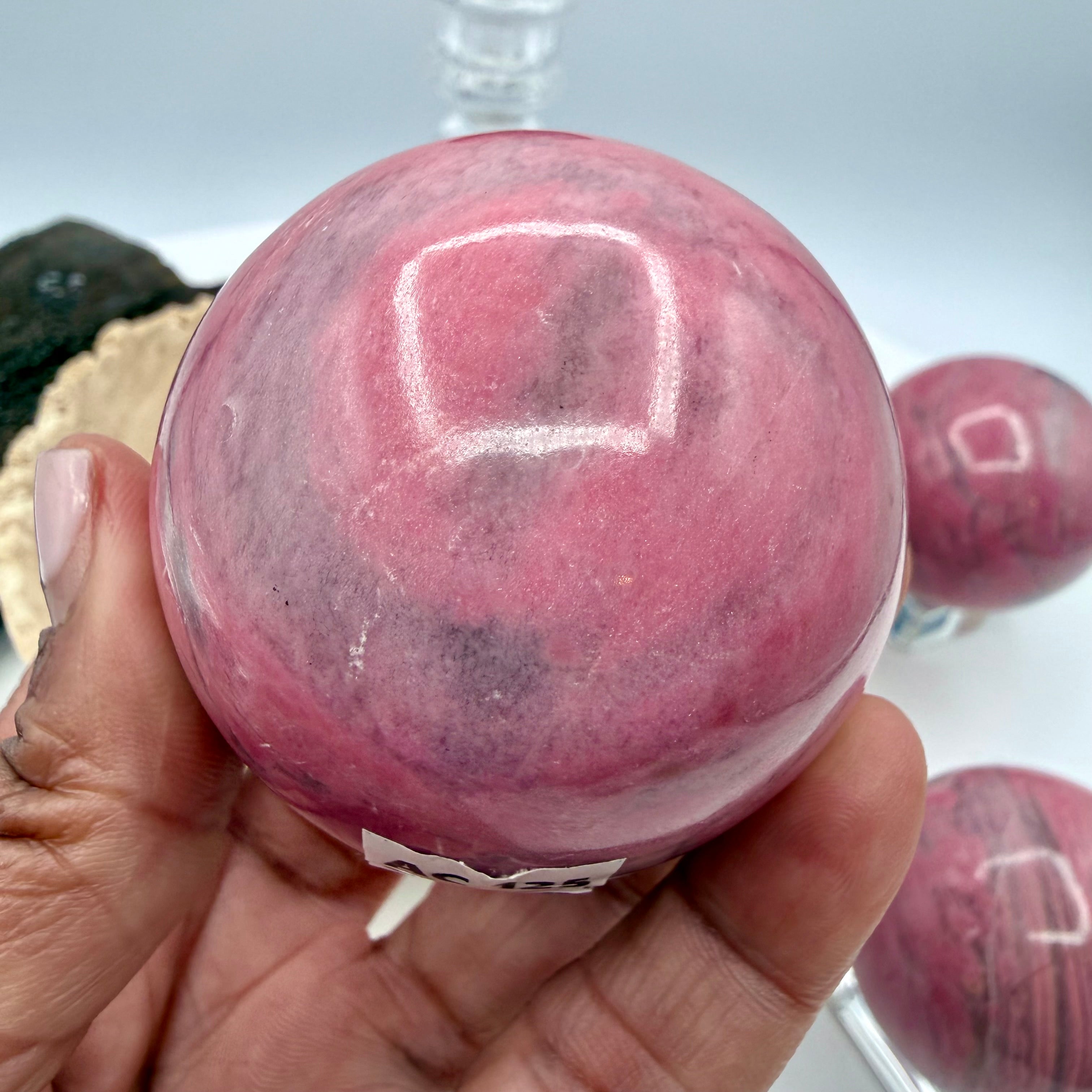 Peruvian Bubblegum Pink Rhodonite Sphere 260g | 54mm