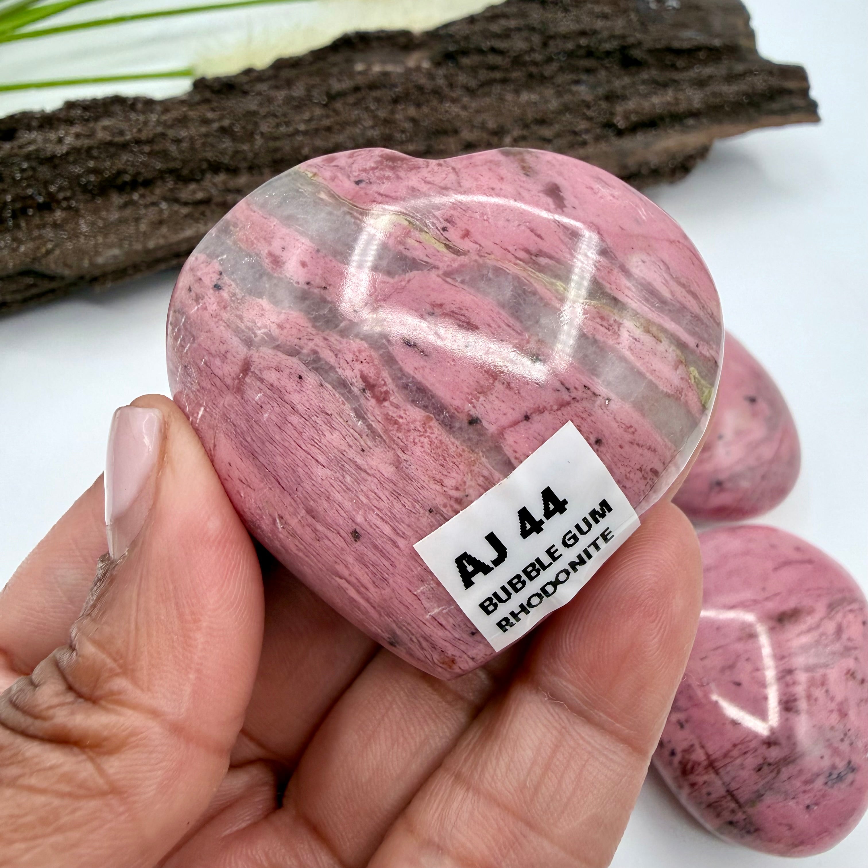 Bubblegum Rhodonite Hearts 90g