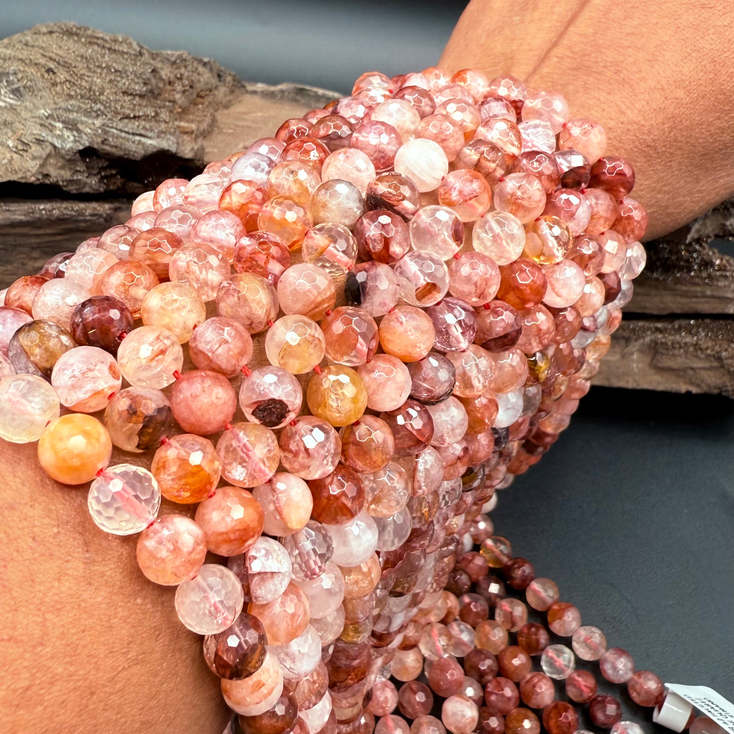 Fire Quartz Round Faceted 8mm