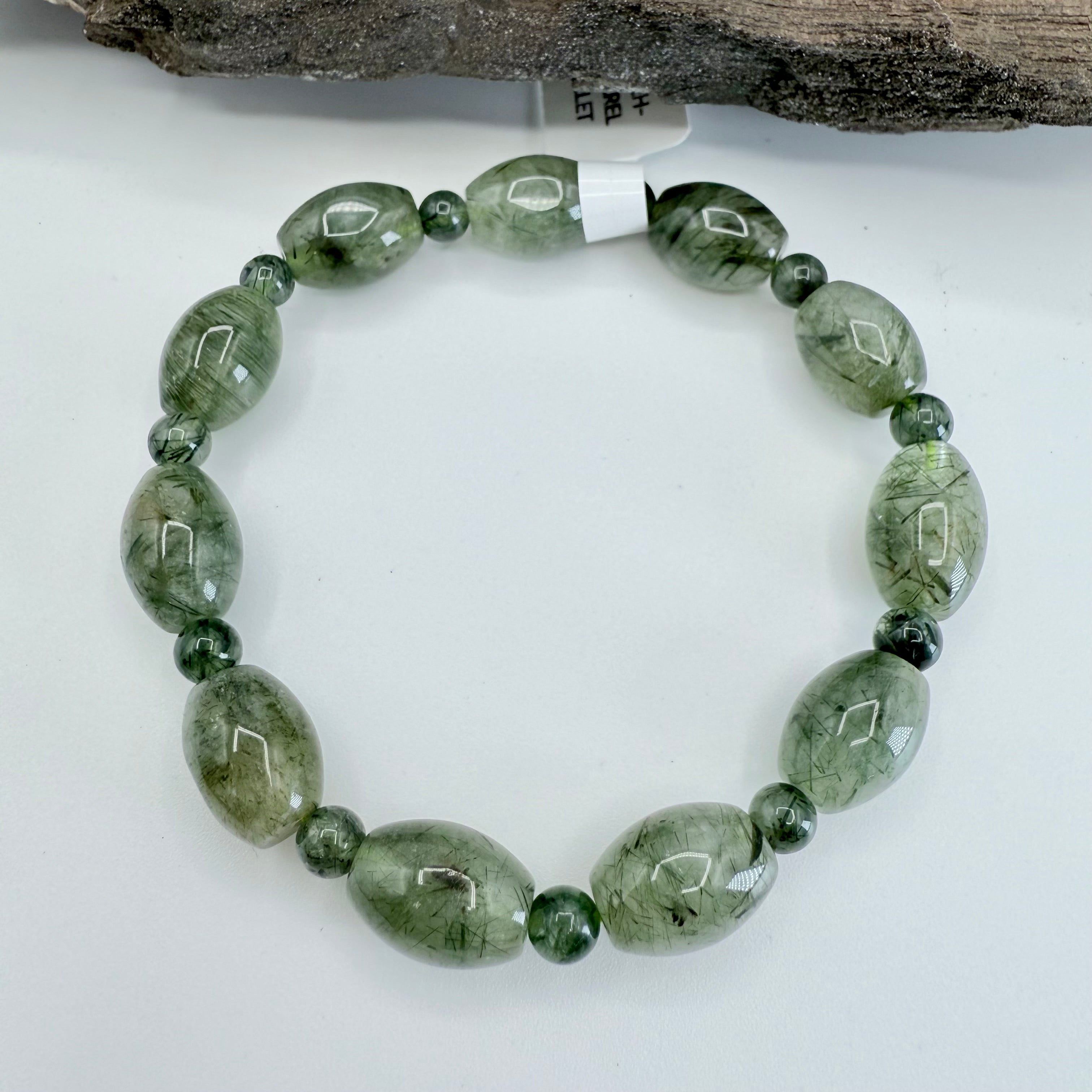 Prehnite Barrel 14 x 10mm Bracelet [DA29]
