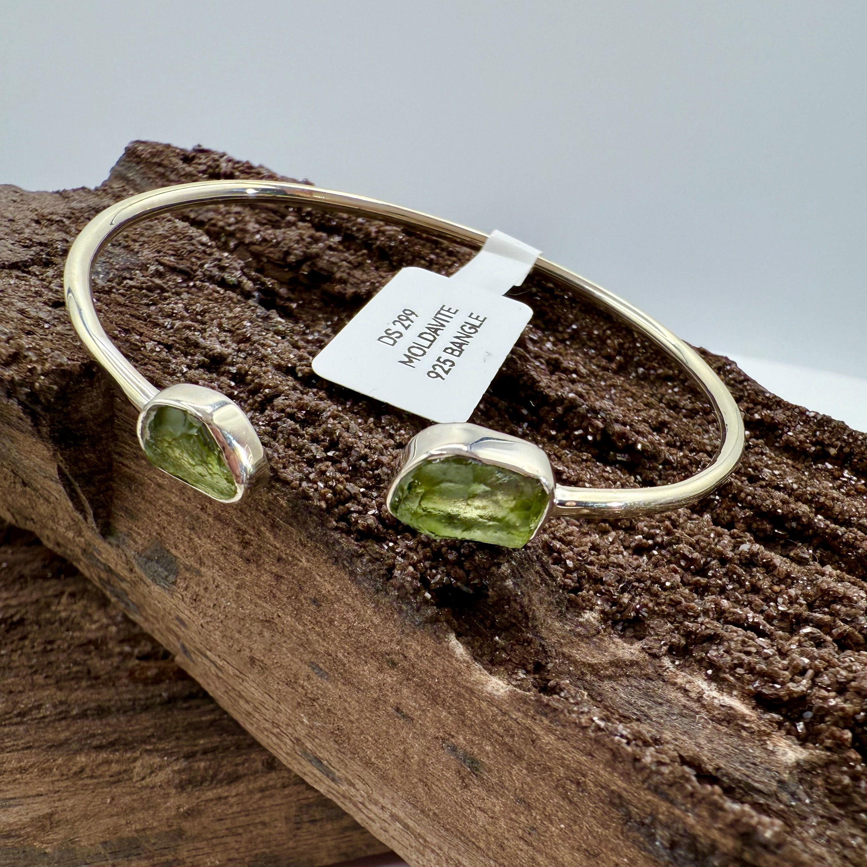 Moldavite 925 Silver Bangle