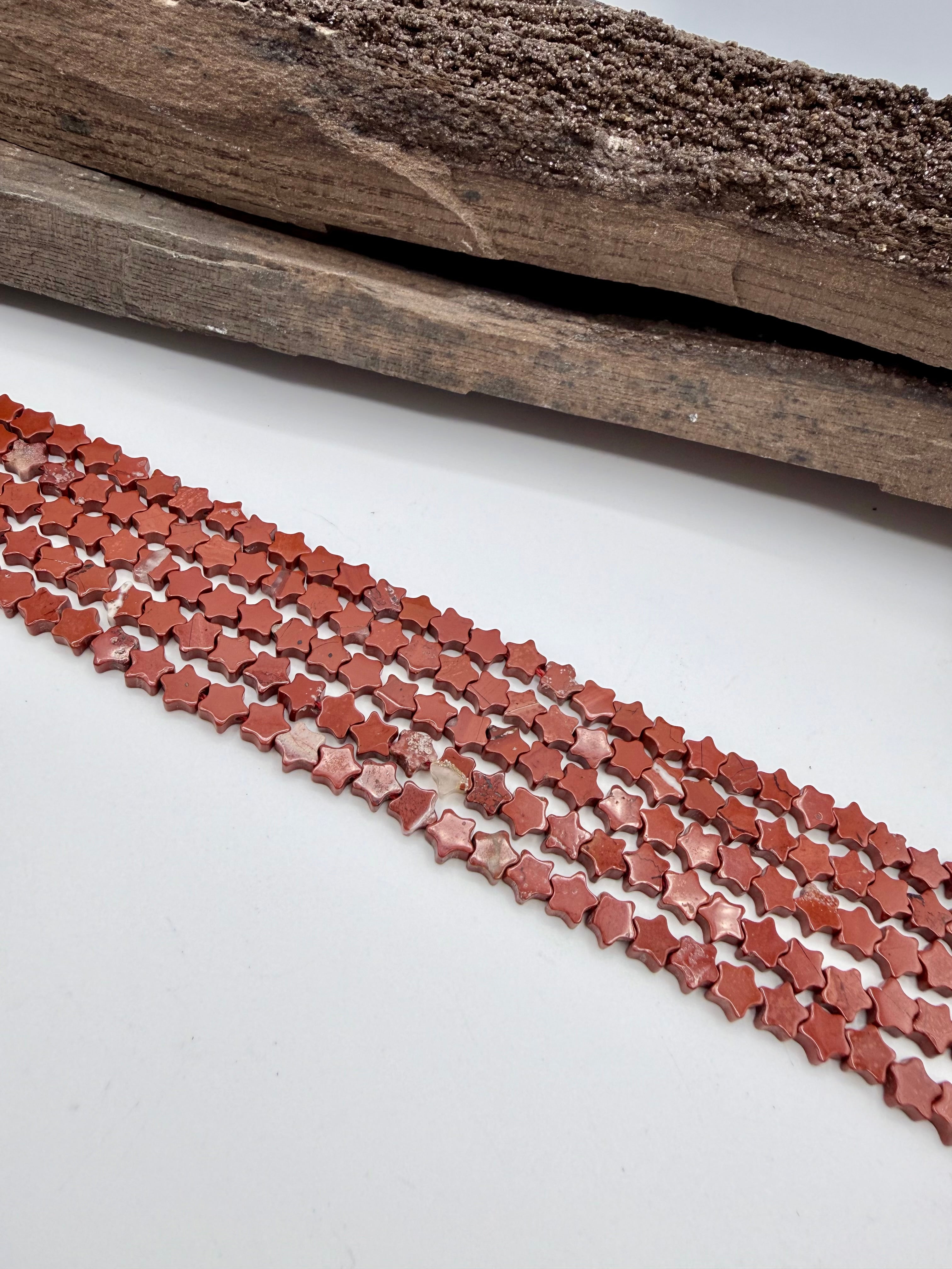 Red Jasper Star 6mm Bead Strand