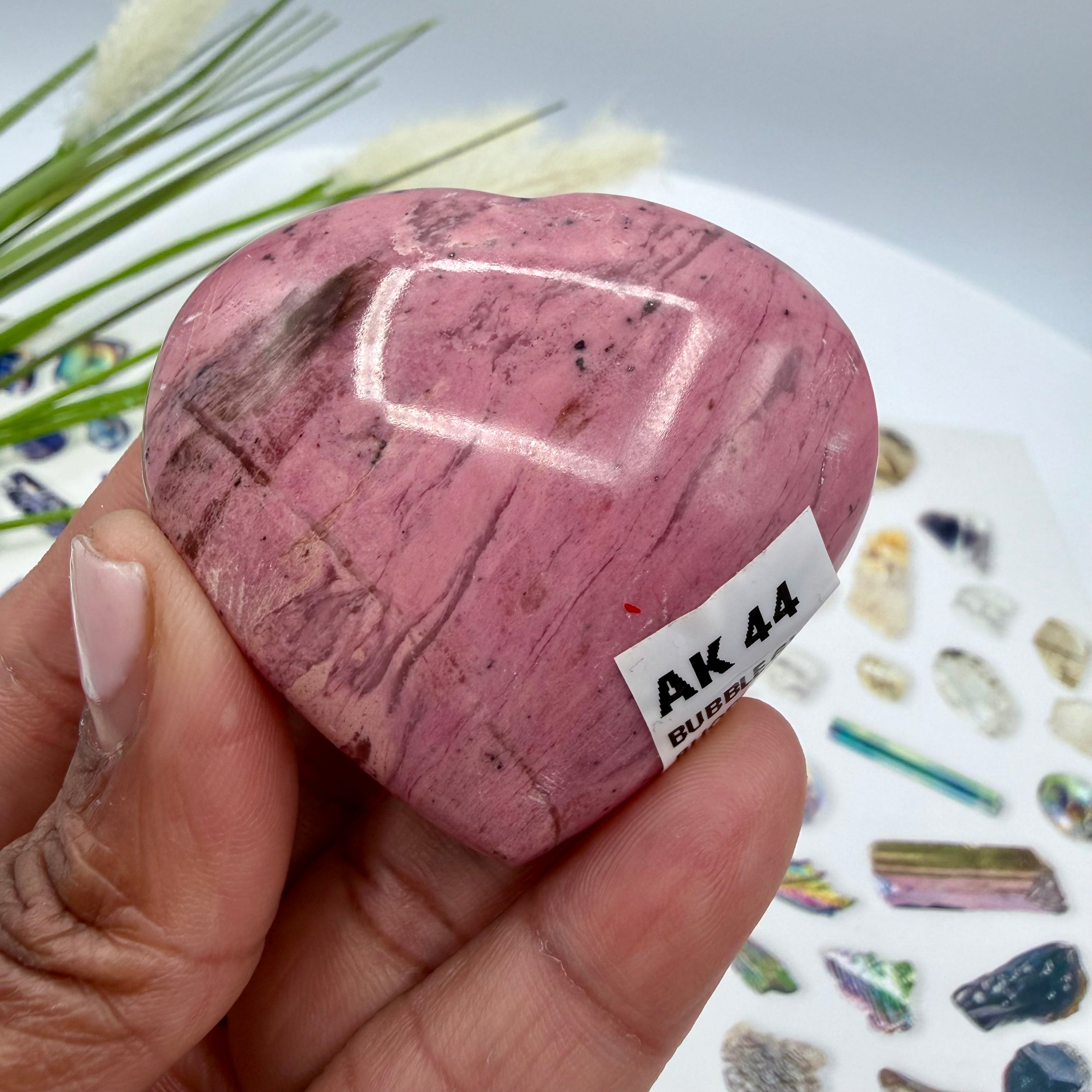 Bubblegum Rhodonite Hearts 90g