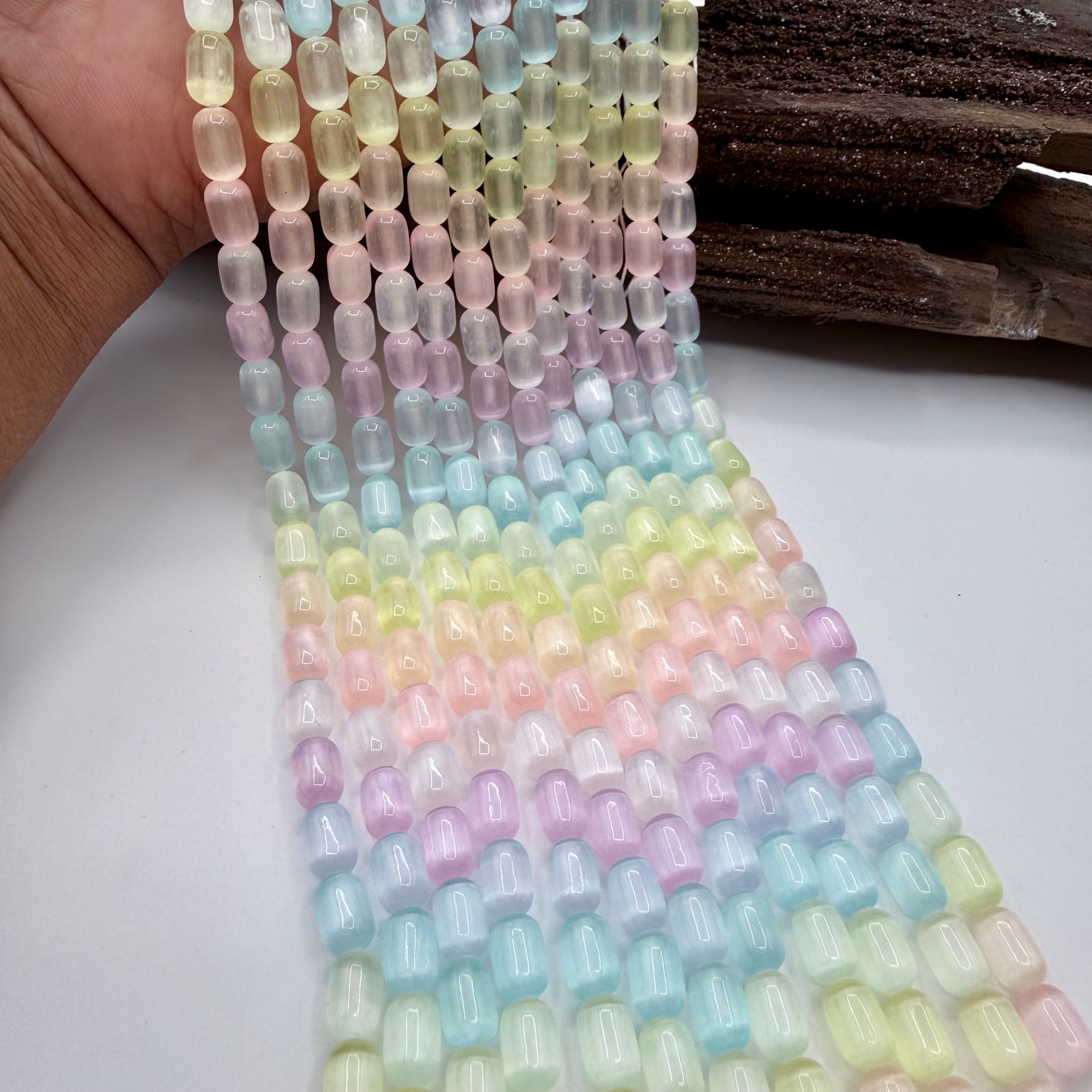 Candy Selenite Square 6mm Bead Strand [QC26]
