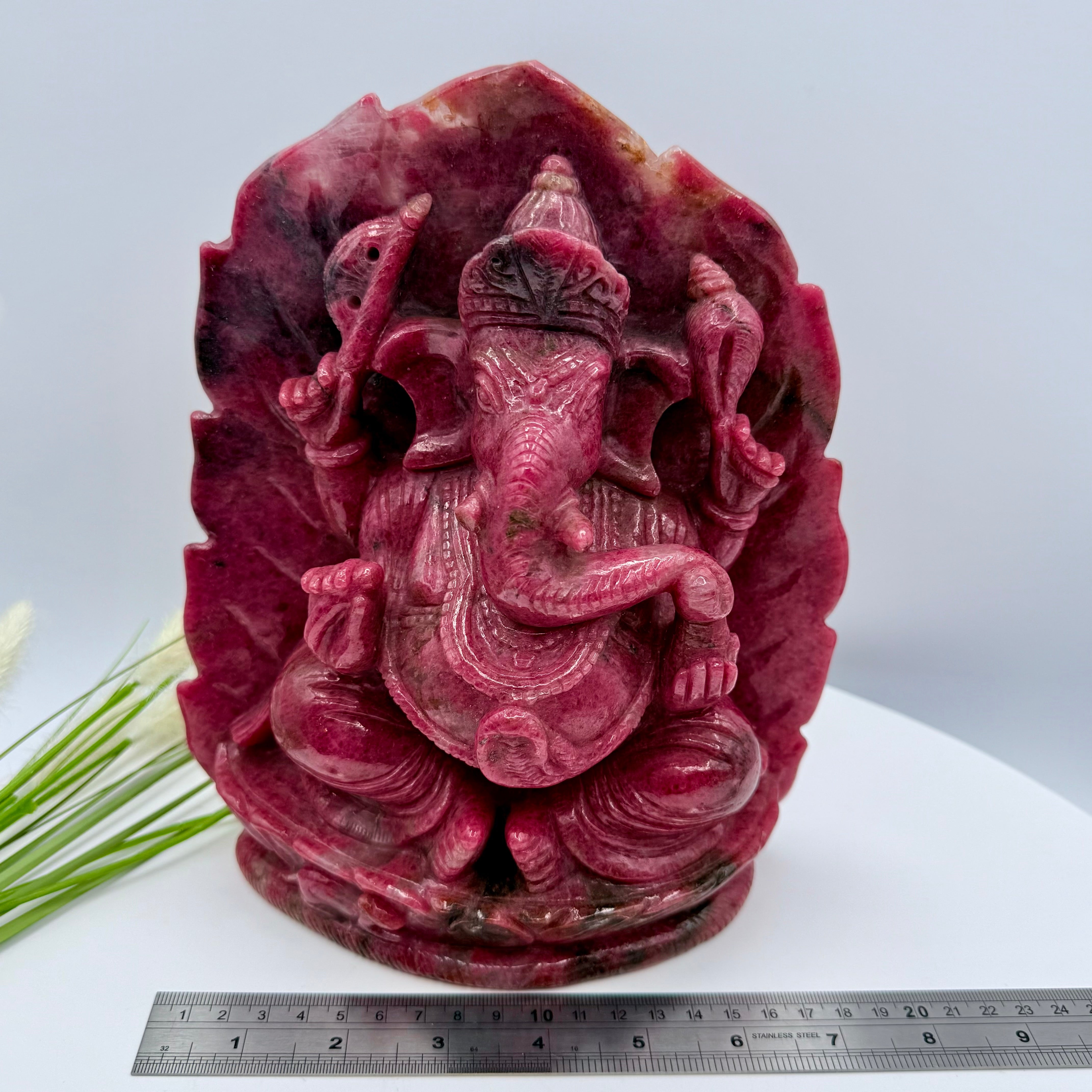 Rhodonite Ganesha Statement Hand Carved