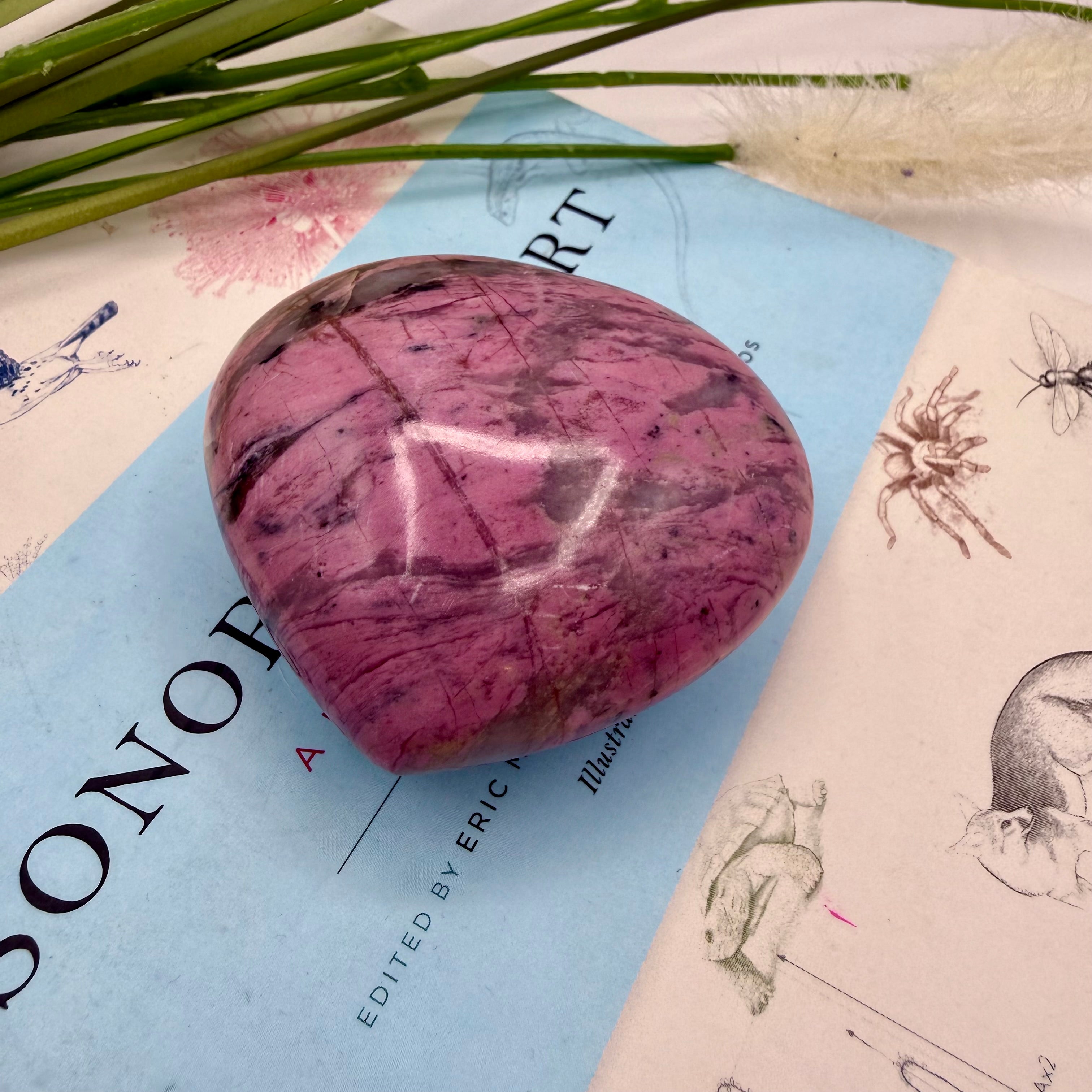 Peruvian Bubblegum Pink Rhodonite Puffy Heart 180g
