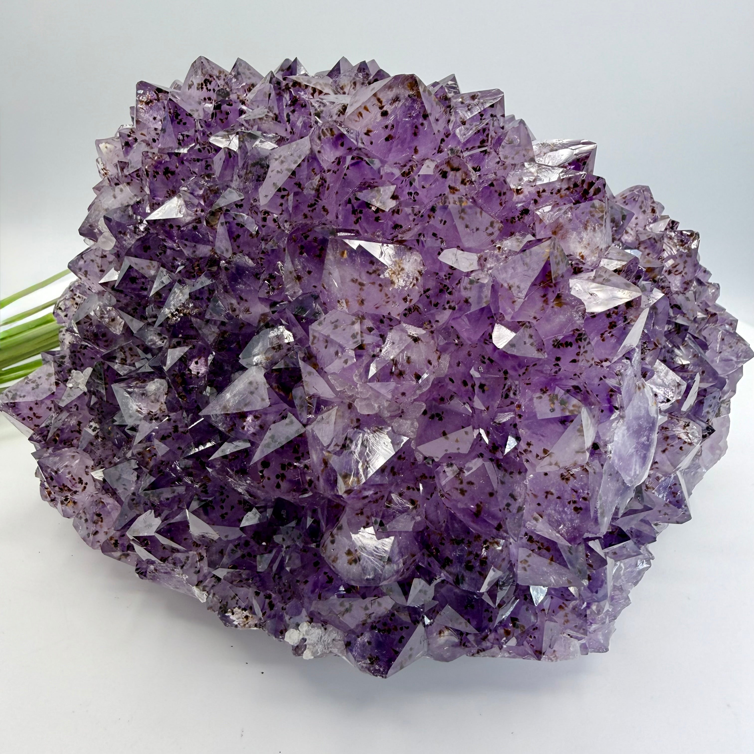 Amethyst Cluster with Gold Rutile Goethite