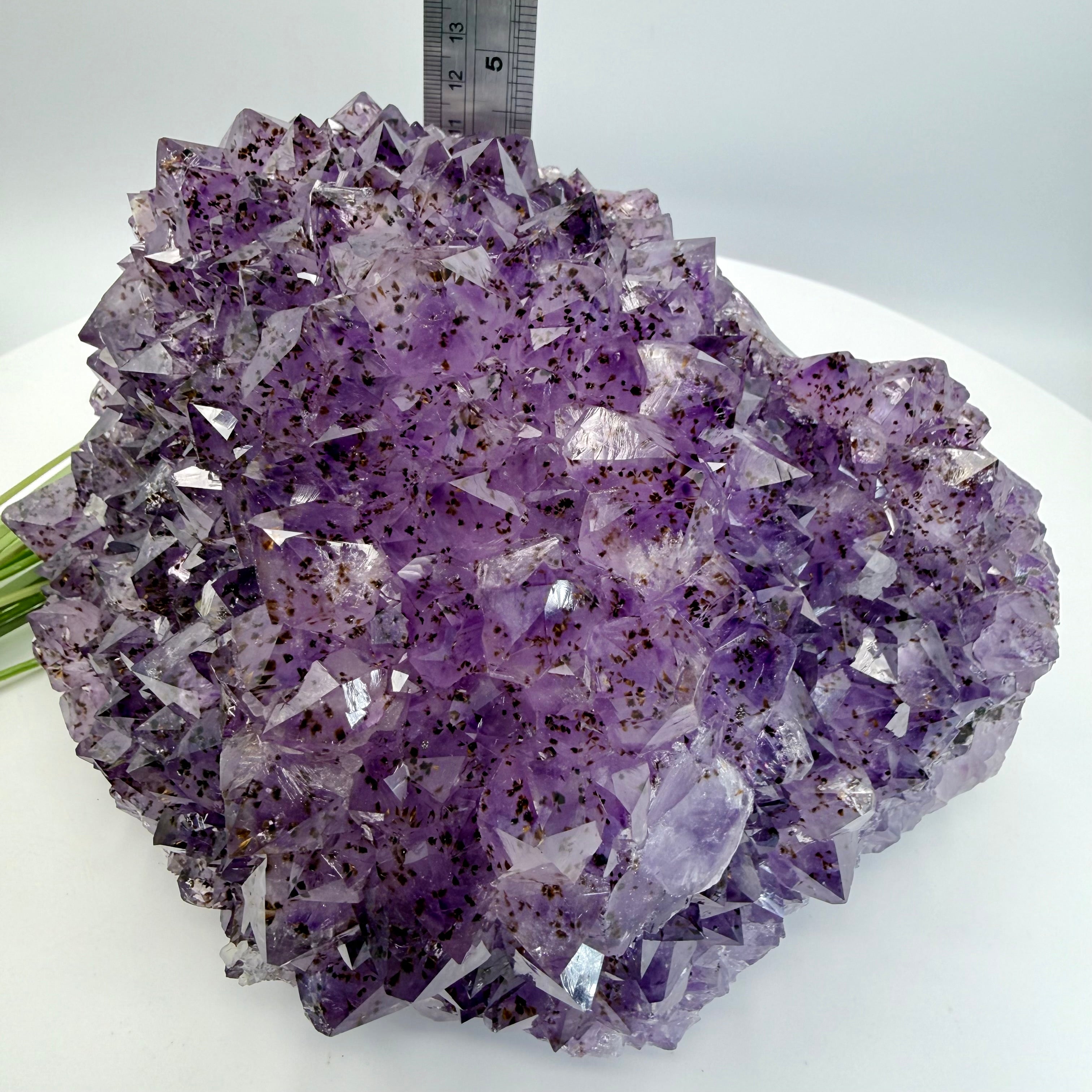 Amethyst Cluster with Gold Rutile Goethite