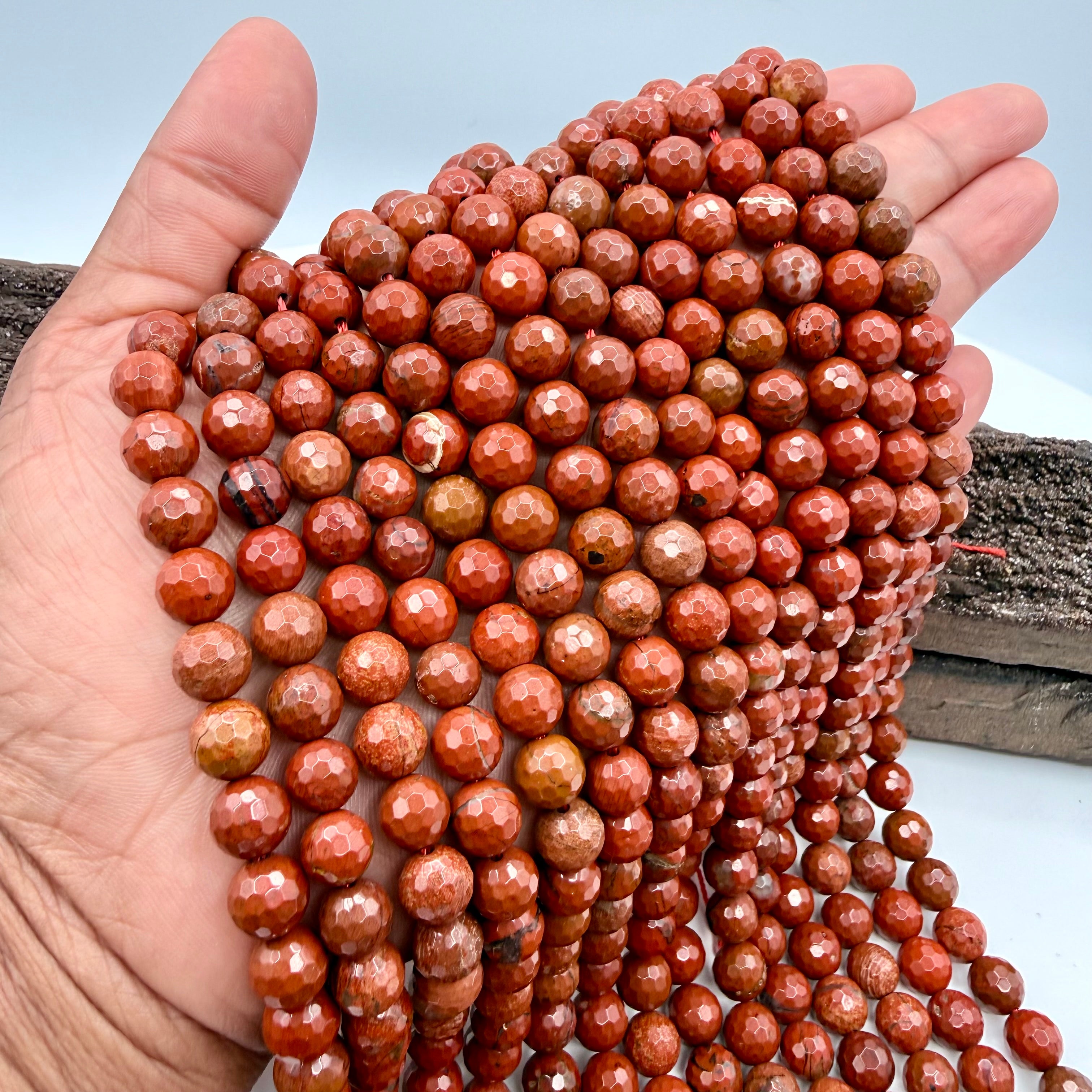 Red Jasper 8mm Faceted Bead Strand