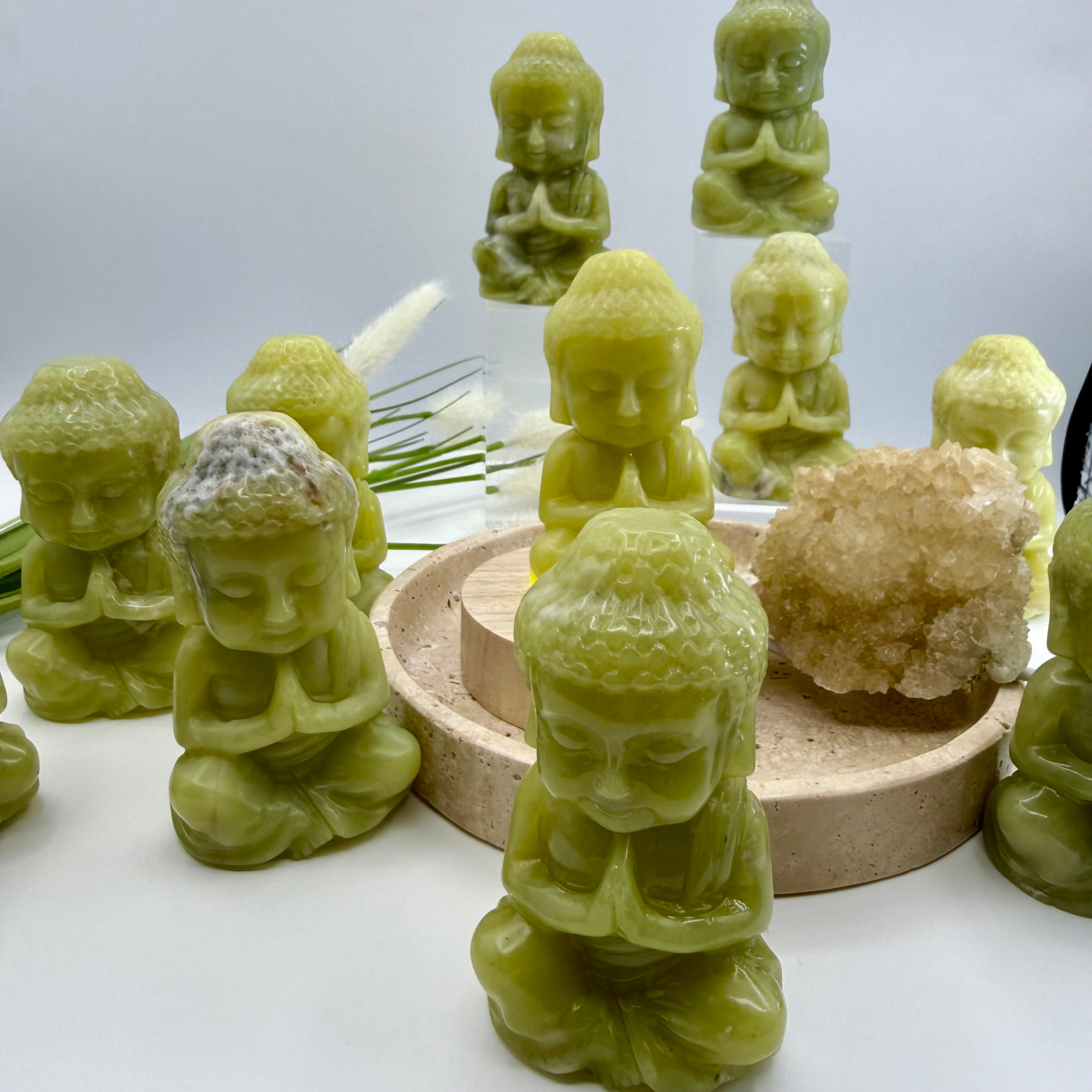 Lemon Jade  Praying Baby Buddha 8.5cmx5cm