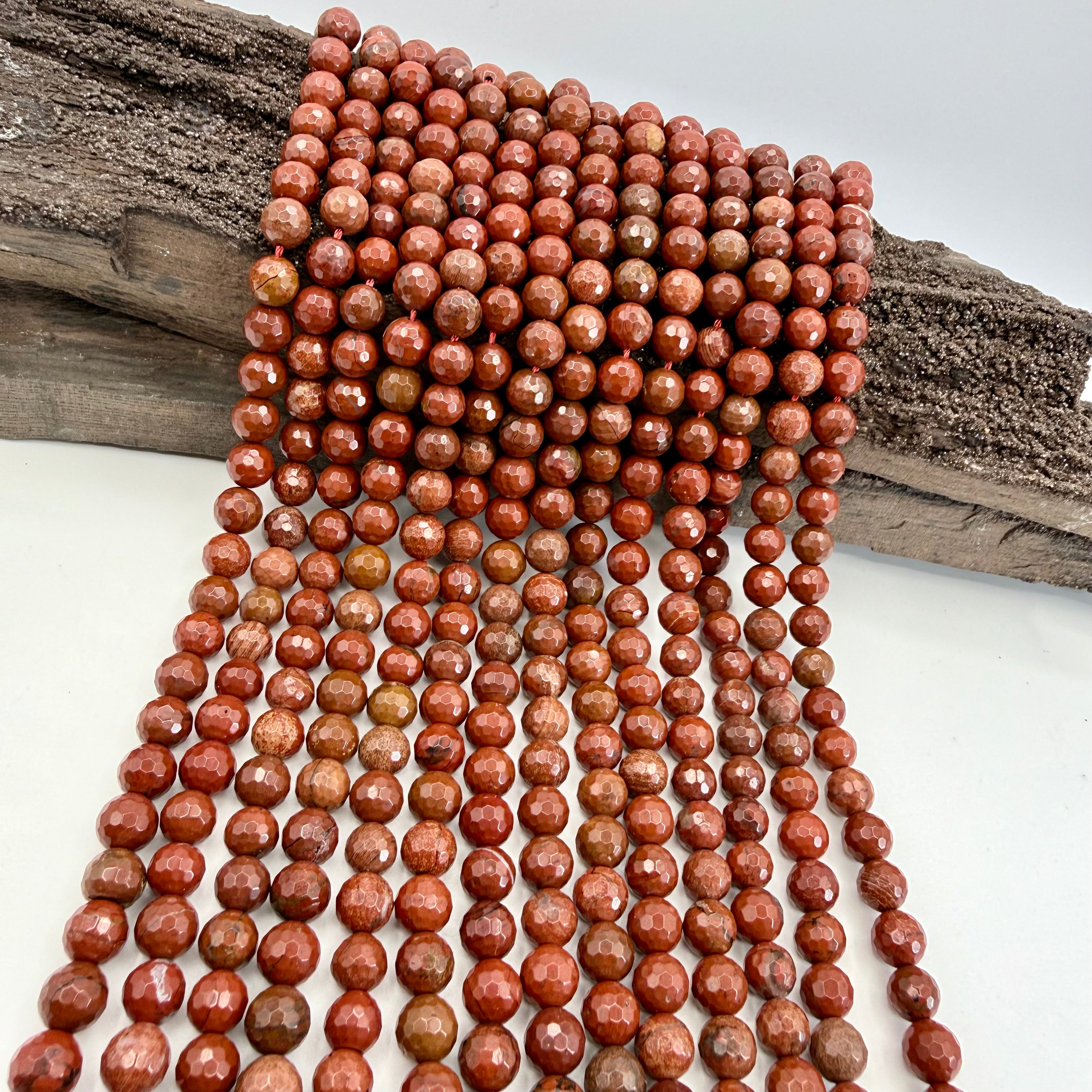 Red Jasper 8mm Faceted Bead Strand