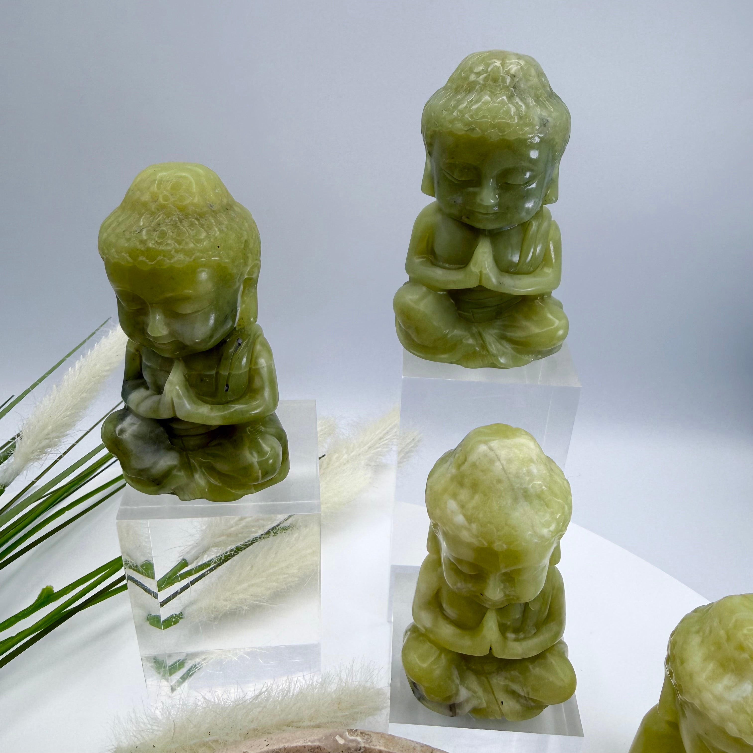 Lemon Jade  Praying Baby Buddha 8.5cmx5cm