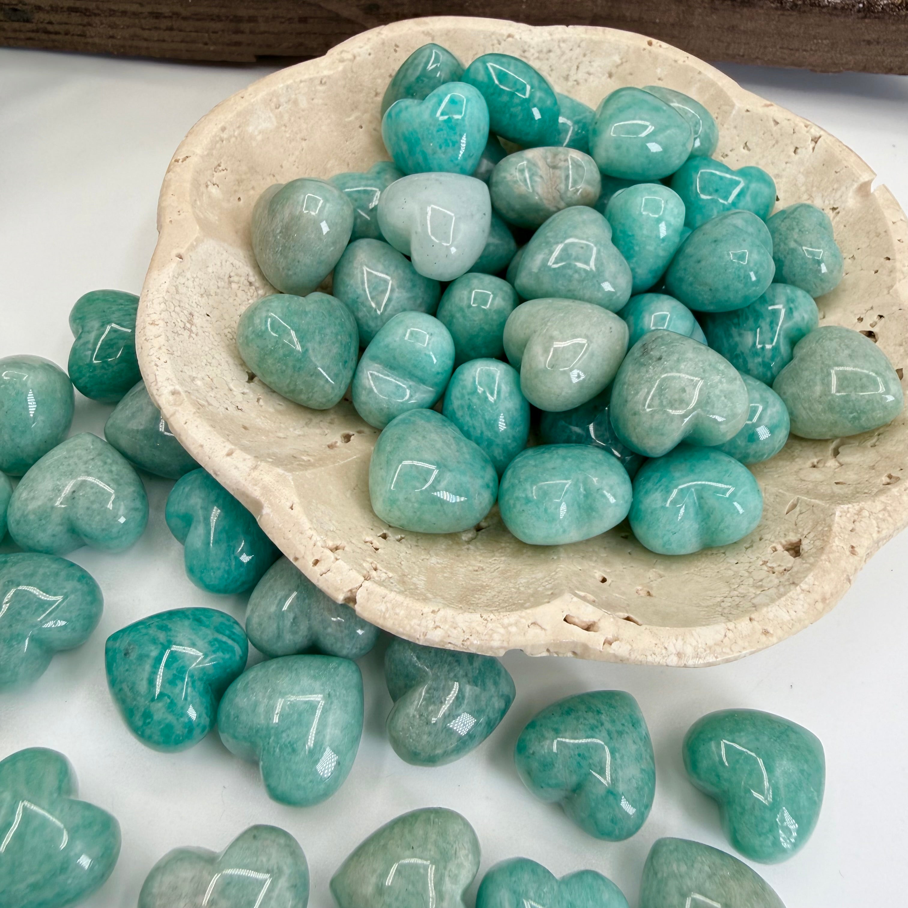 Amazonite Mini Puffy Pocket Hearts 1cm