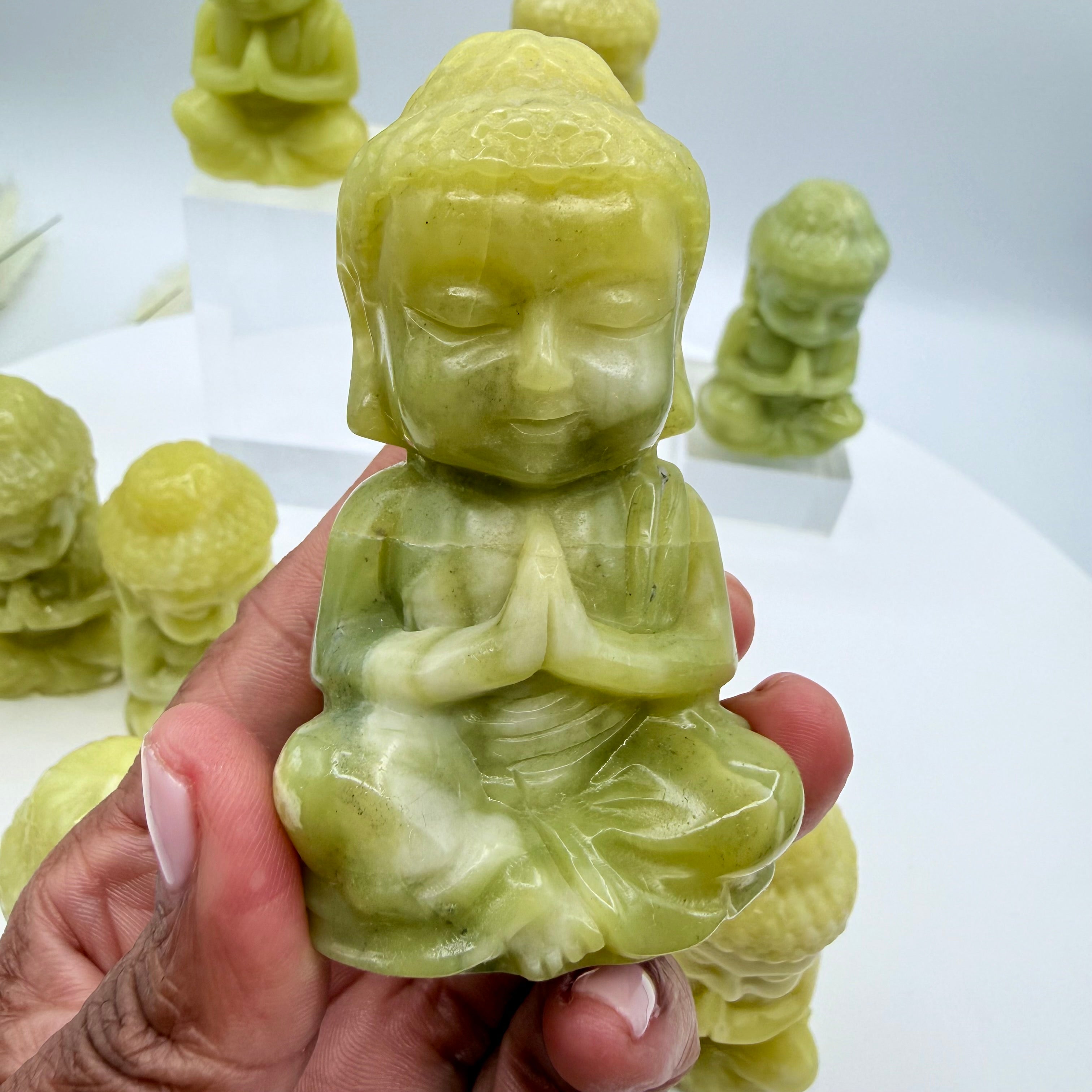 Lemon Jade  Praying Baby Buddha 8.5cmx5cm