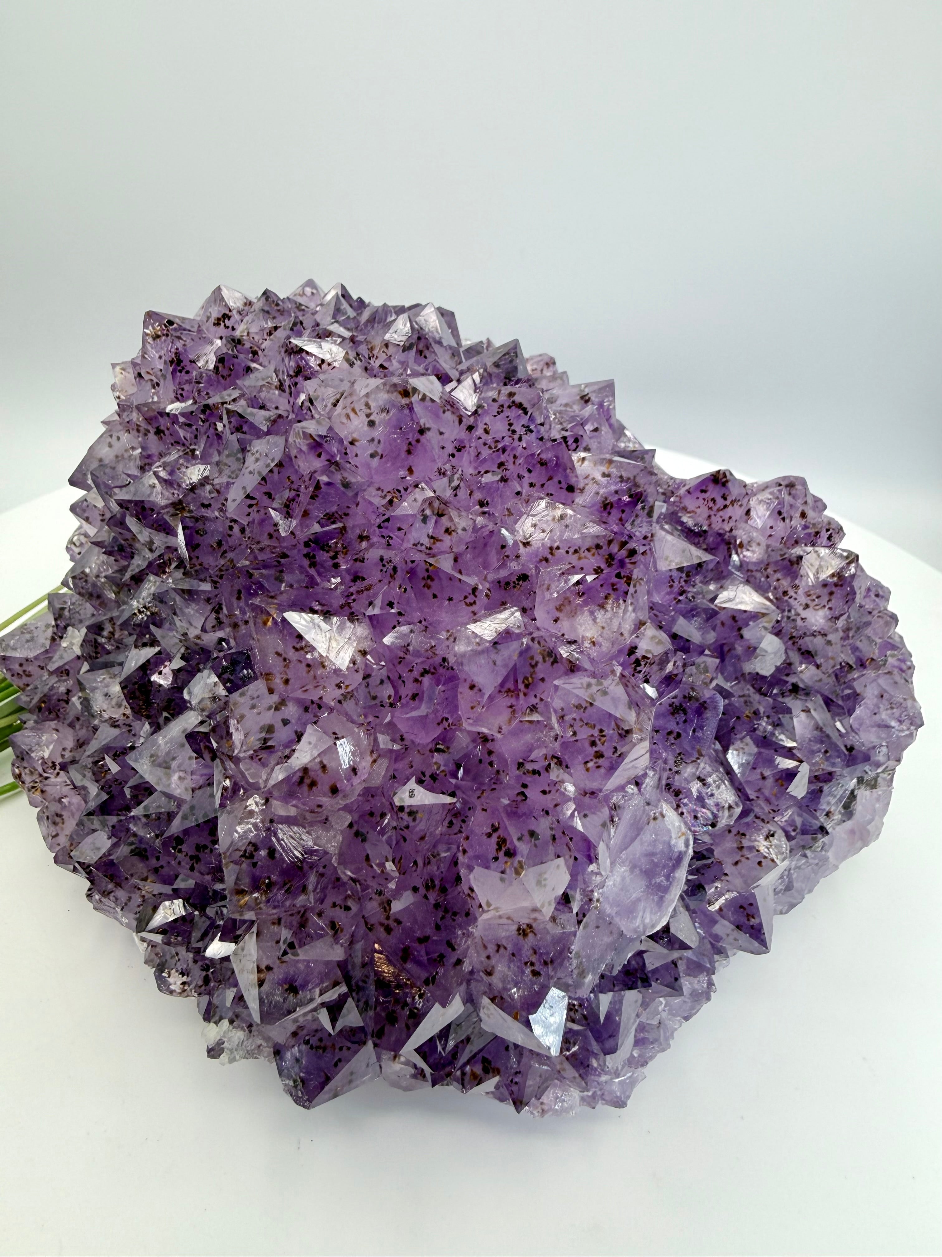 Amethyst Cluster with Gold Rutile Goethite