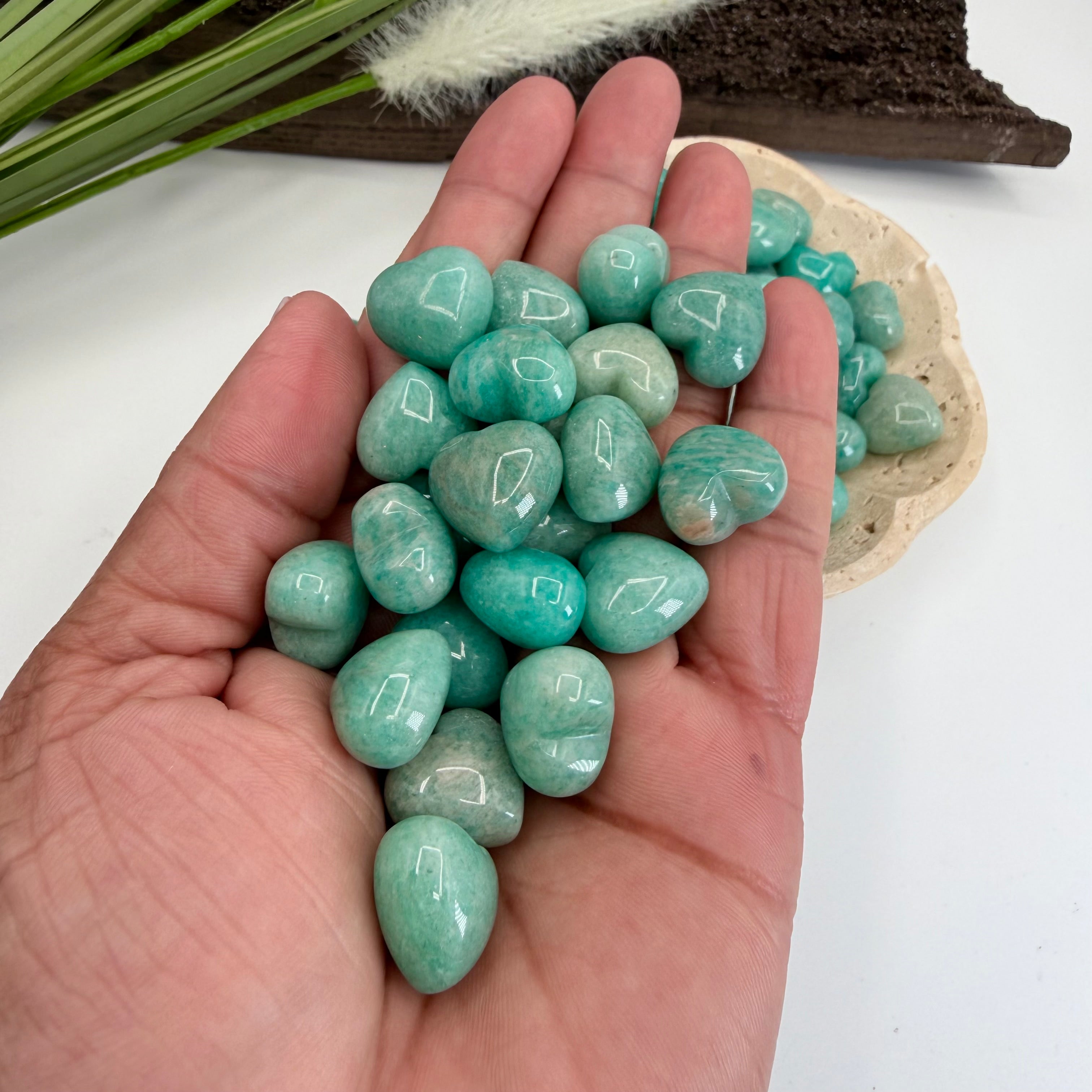Amazonite Mini Puffy Pocket Hearts 1cm