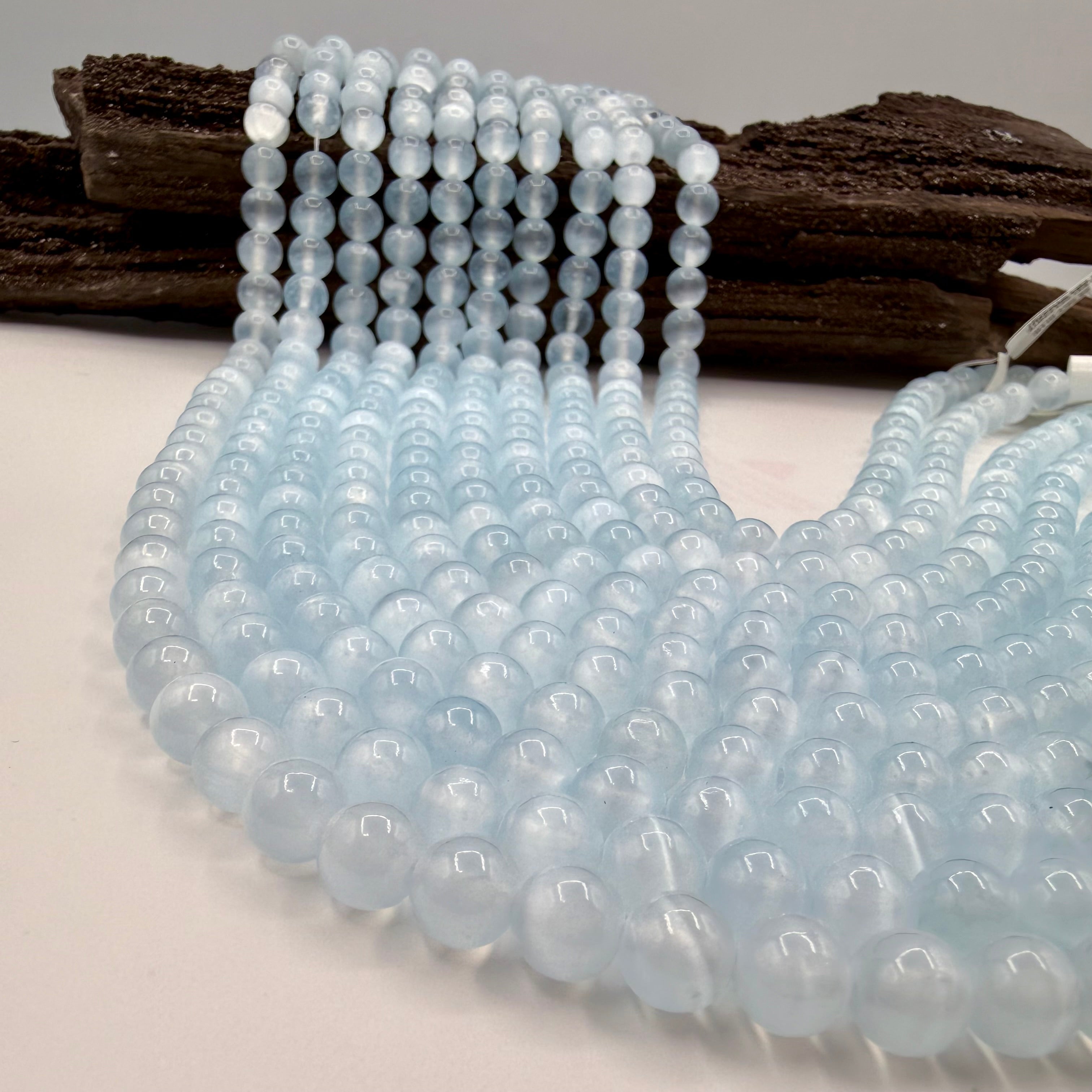 Sky Blue Selenite Strand 8mm Round [FM26]