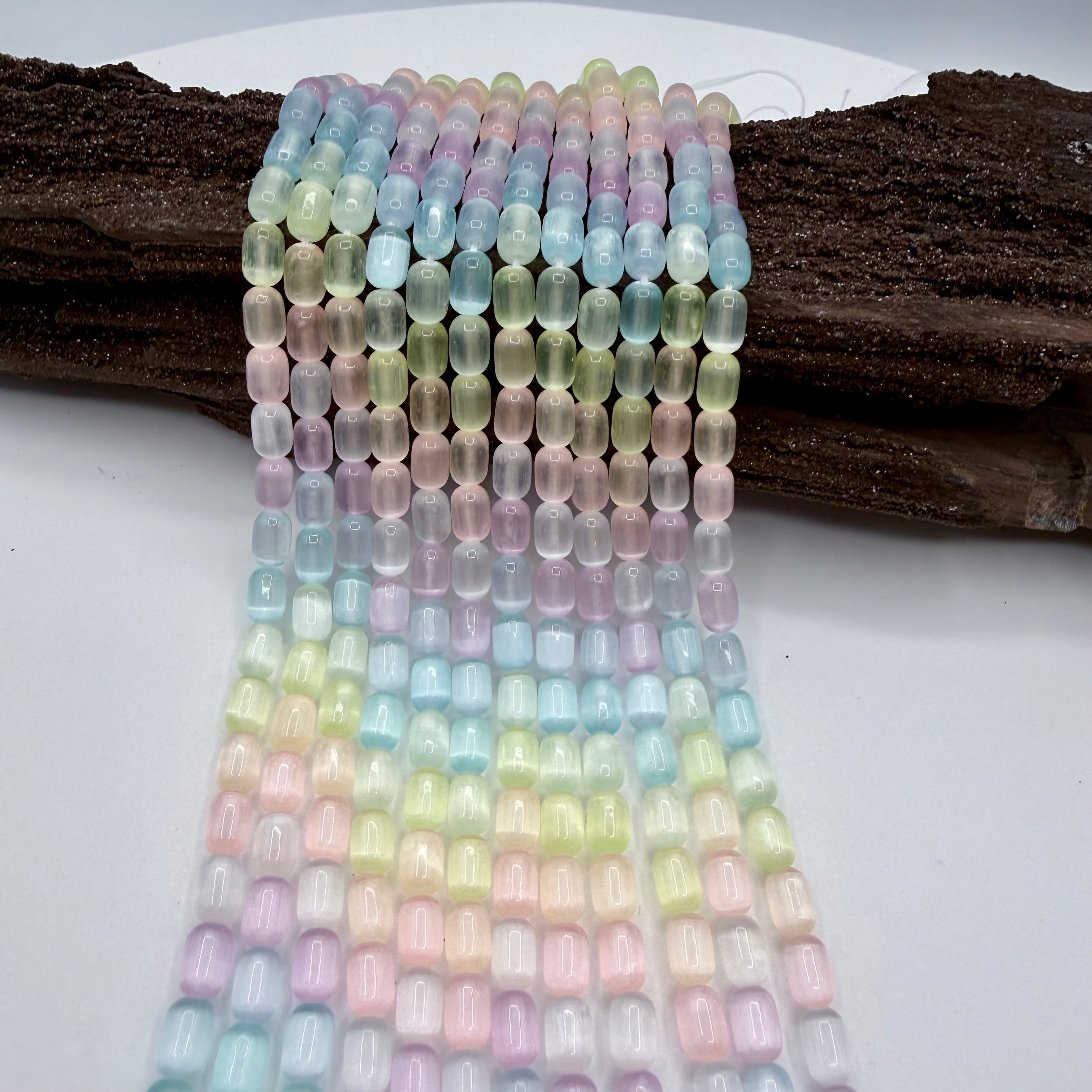 Candy Selenite Square 6mm Bead Strand [QC26]