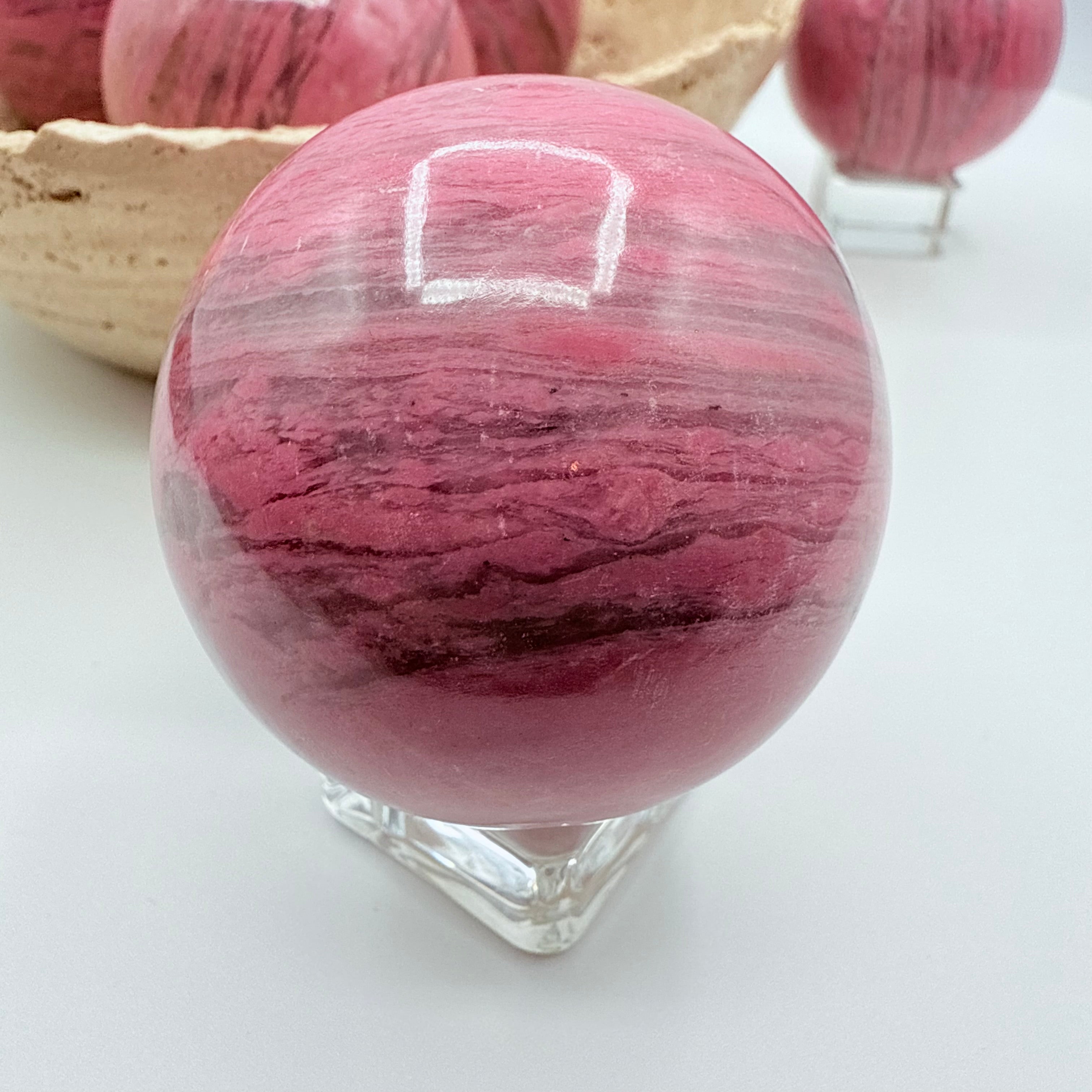Peruvian Bubblegum Rhodonite Spheres 250g | 54mm