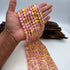 Hot Pink & Yellow Selenite Bead Strand 8mm Round [YD26]