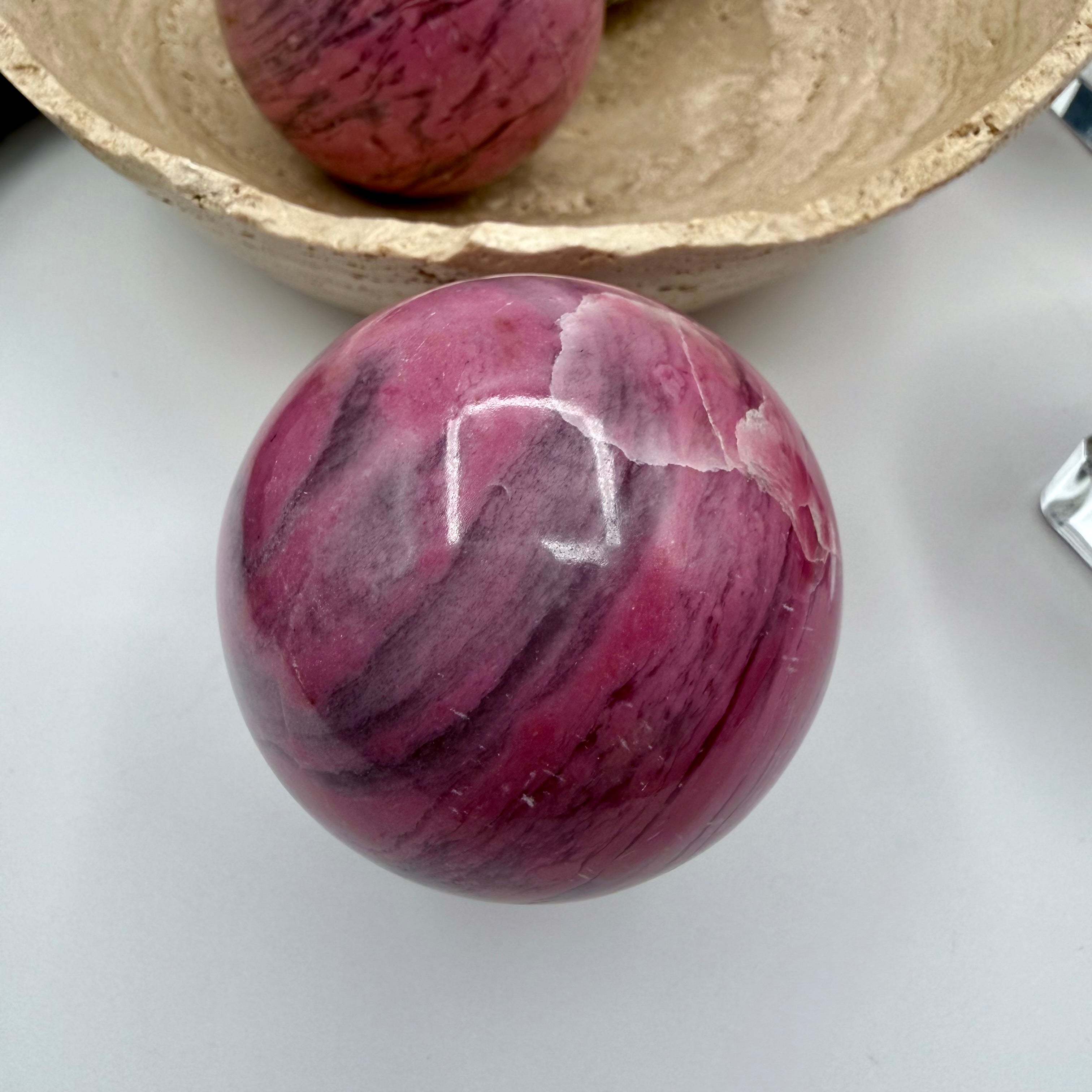 Peruvian Bubblegum Pink Rhodonite Sphere 260g | 54mm