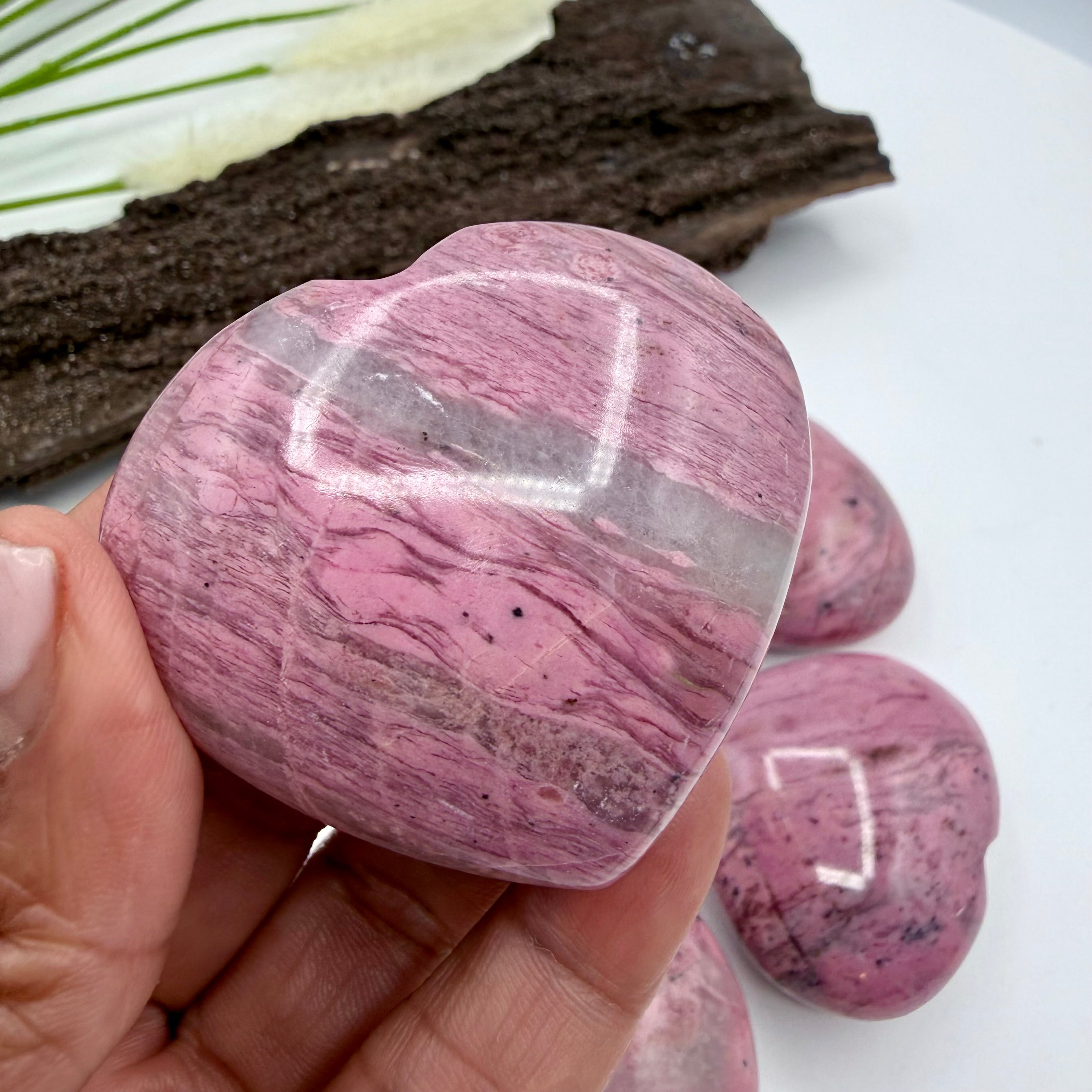 Bubblegum Rhodonite Hearts 90g