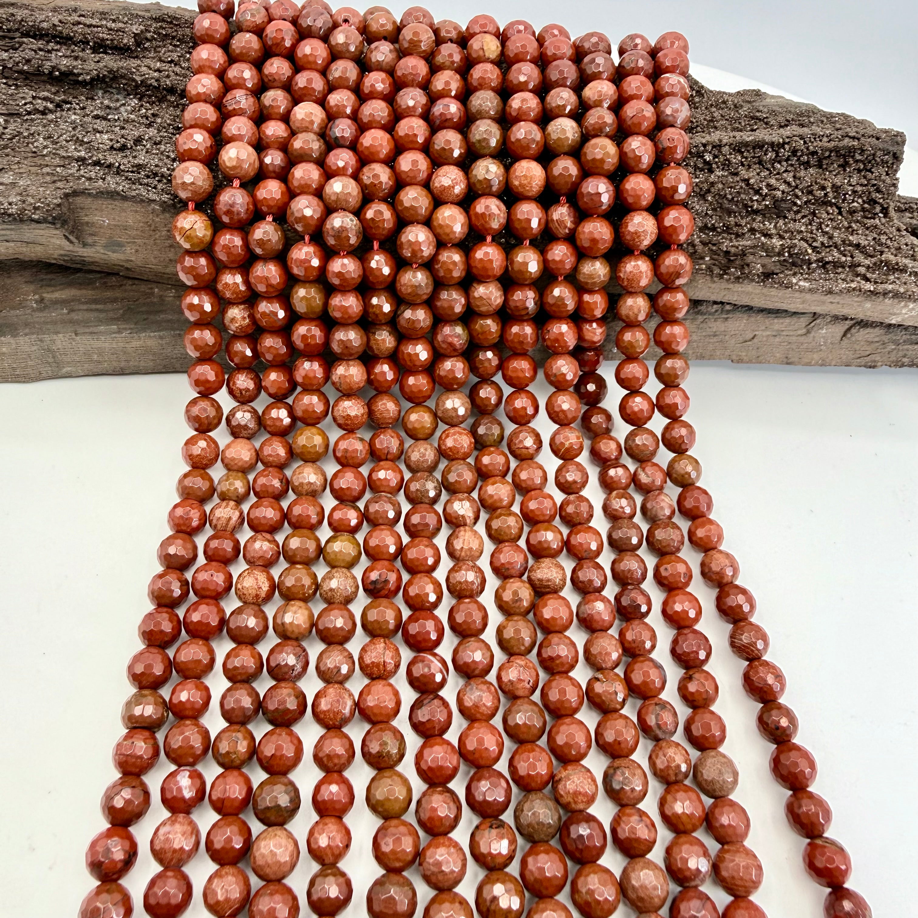 Red Jasper 8mm Faceted Bead Strand