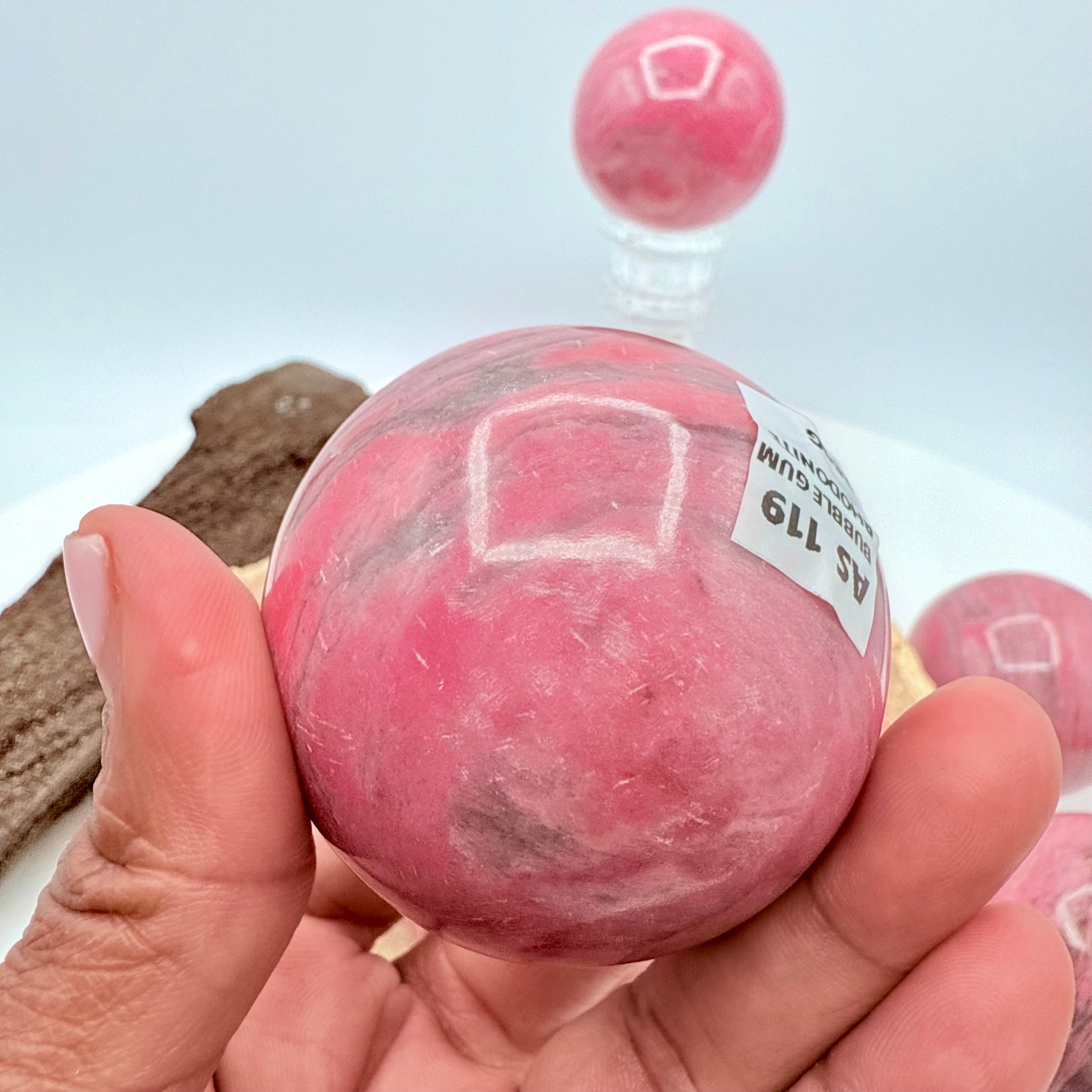 Peruvian Bubblegum Rhodonite Spheres 250g | 54mm