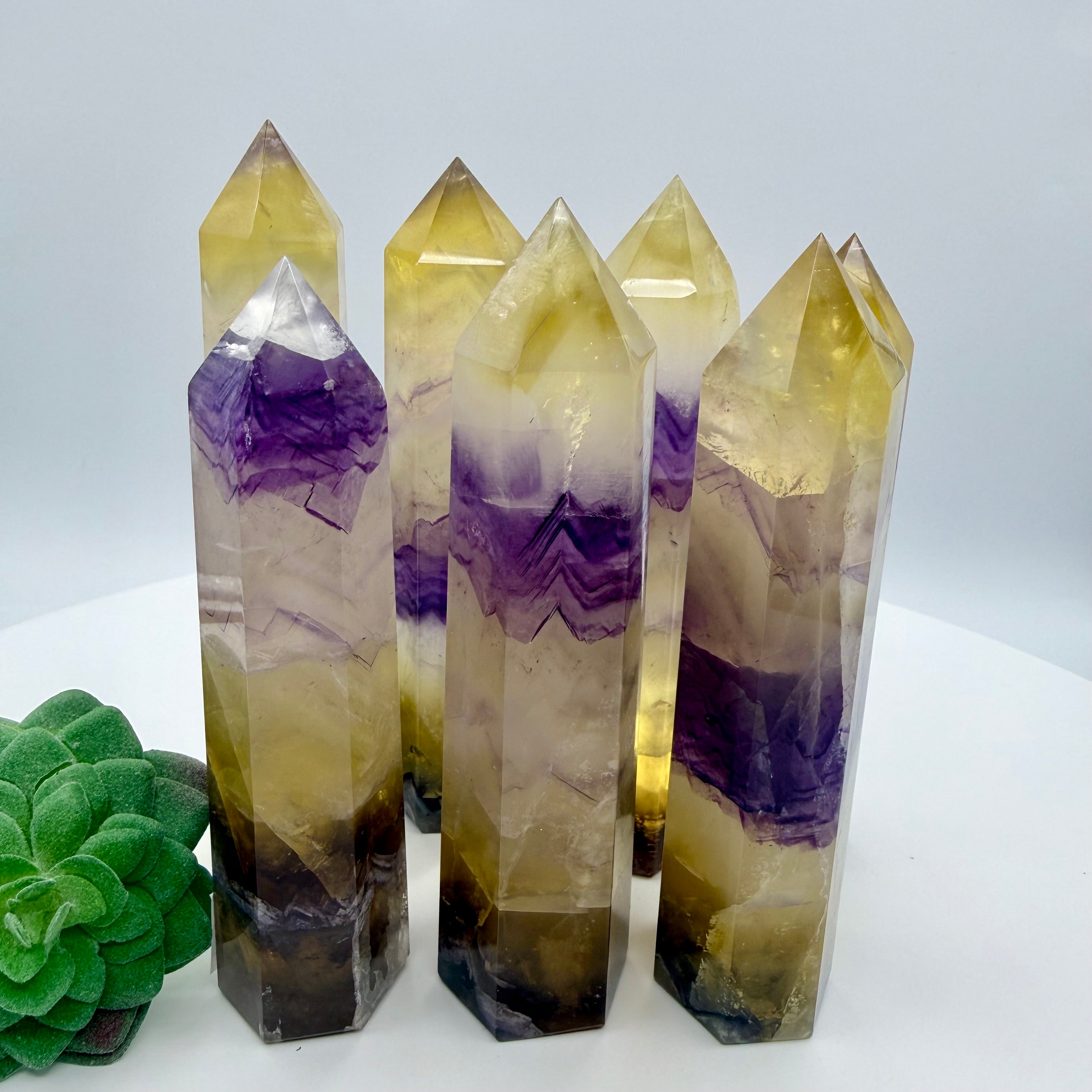 Yellow & Purple Fluorite Towers