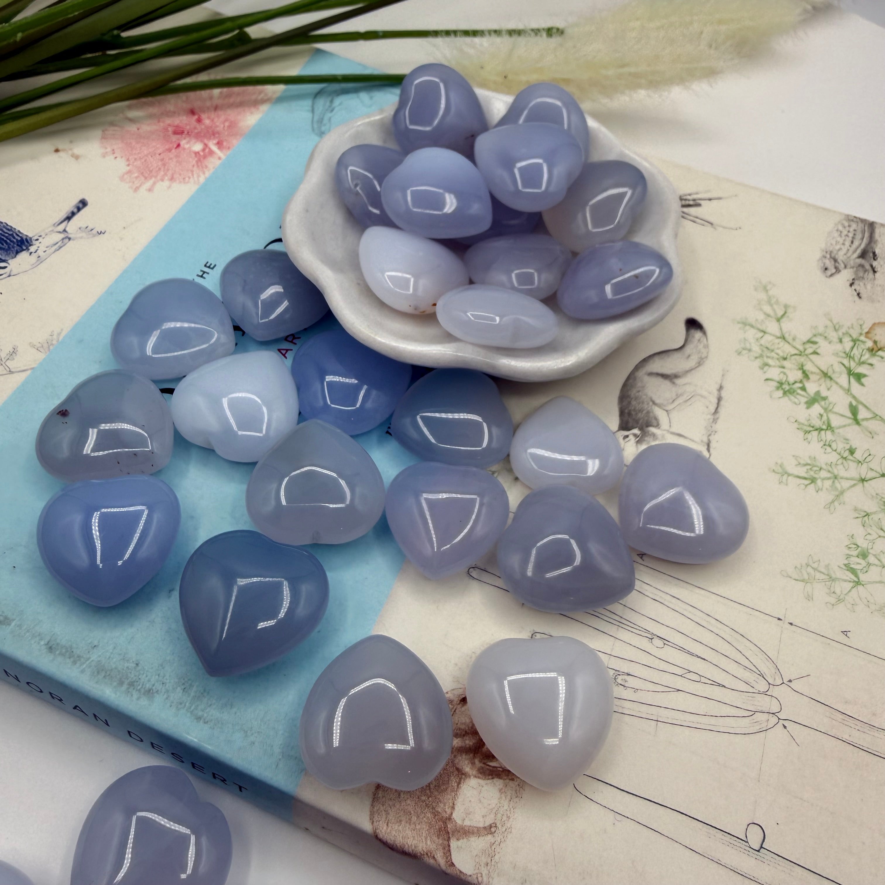 Blue Turkish Chalcedony Hearts 10g