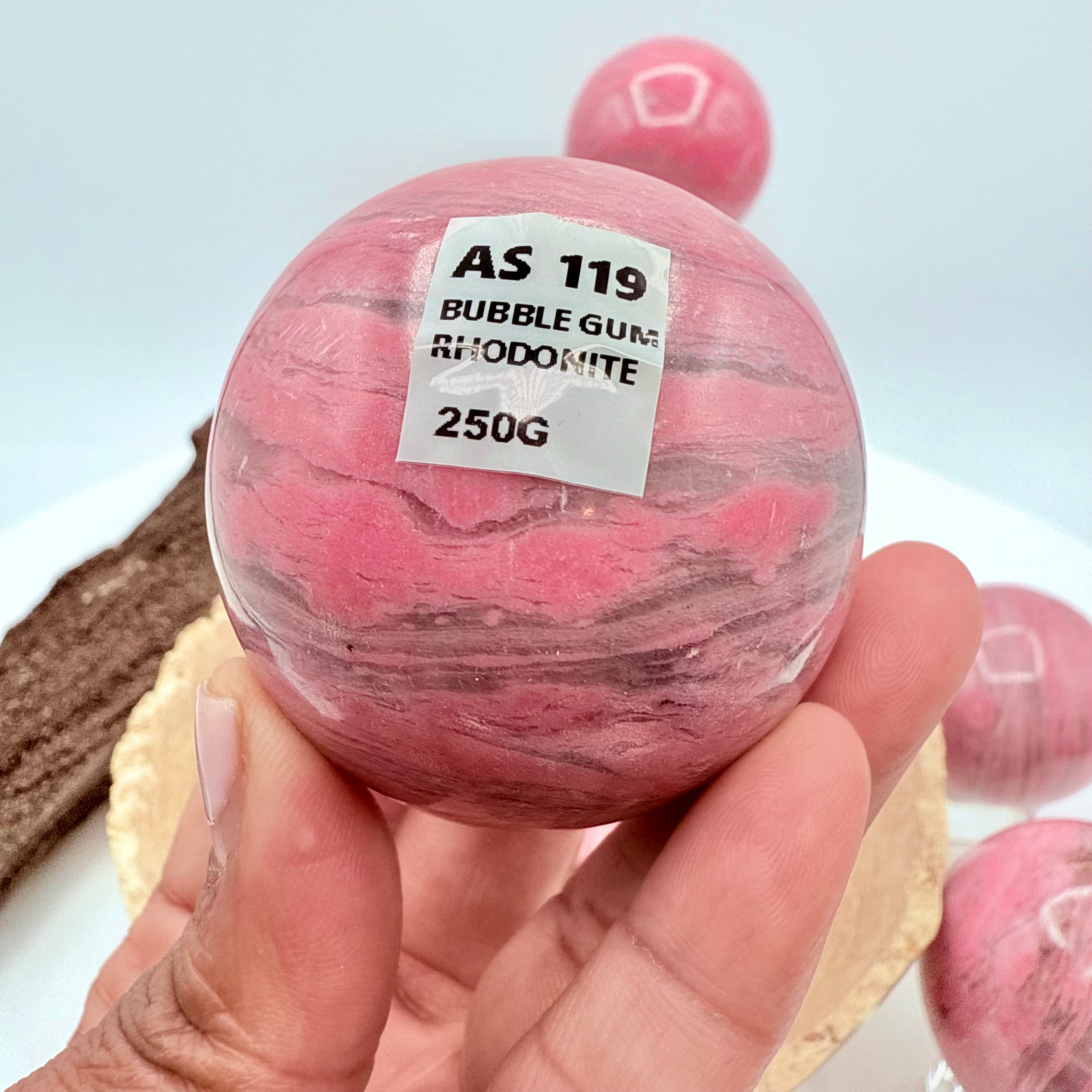 Peruvian Bubblegum Rhodonite Spheres 250g | 54mm