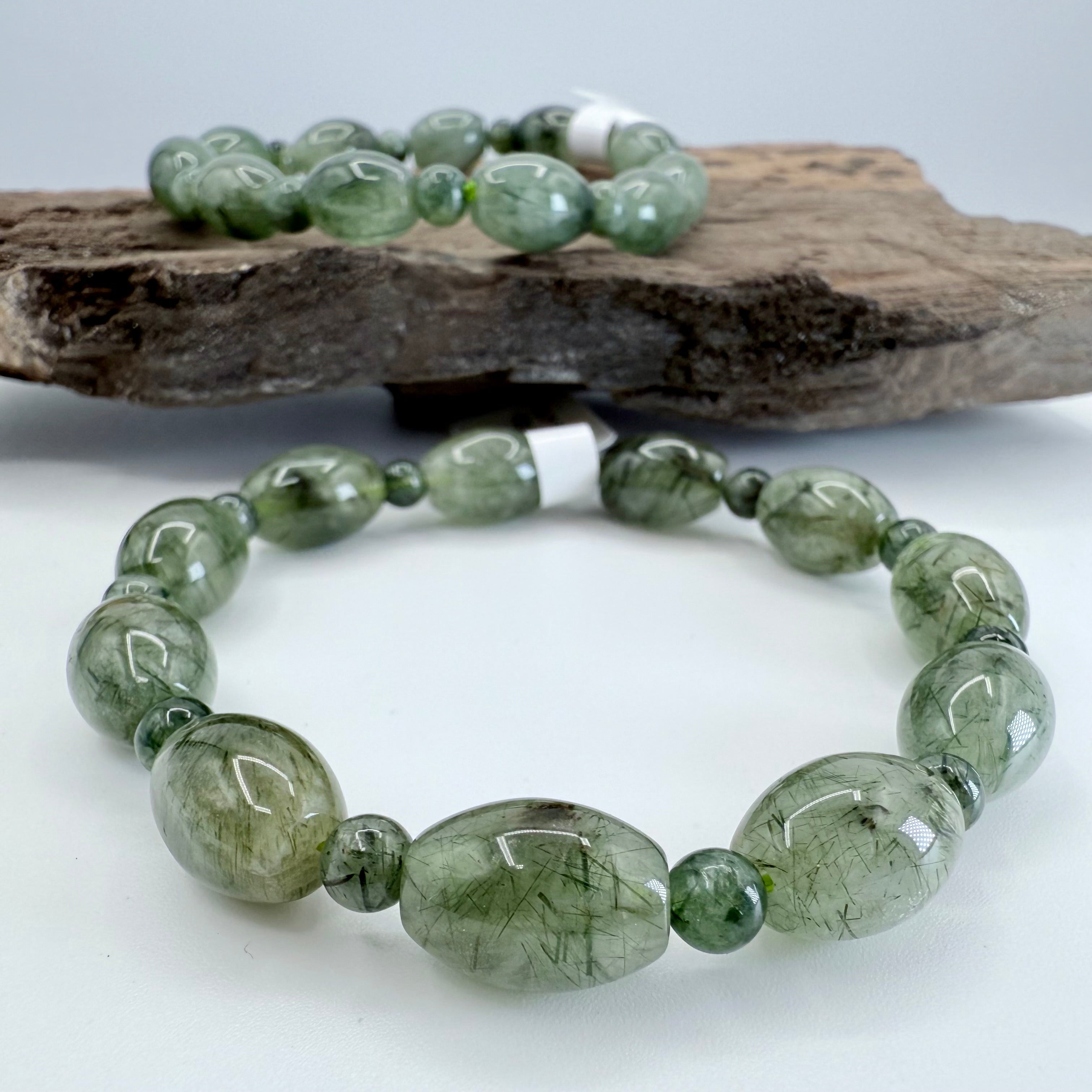 Prehnite Barrel 14 x 10mm Bracelet [DA29]