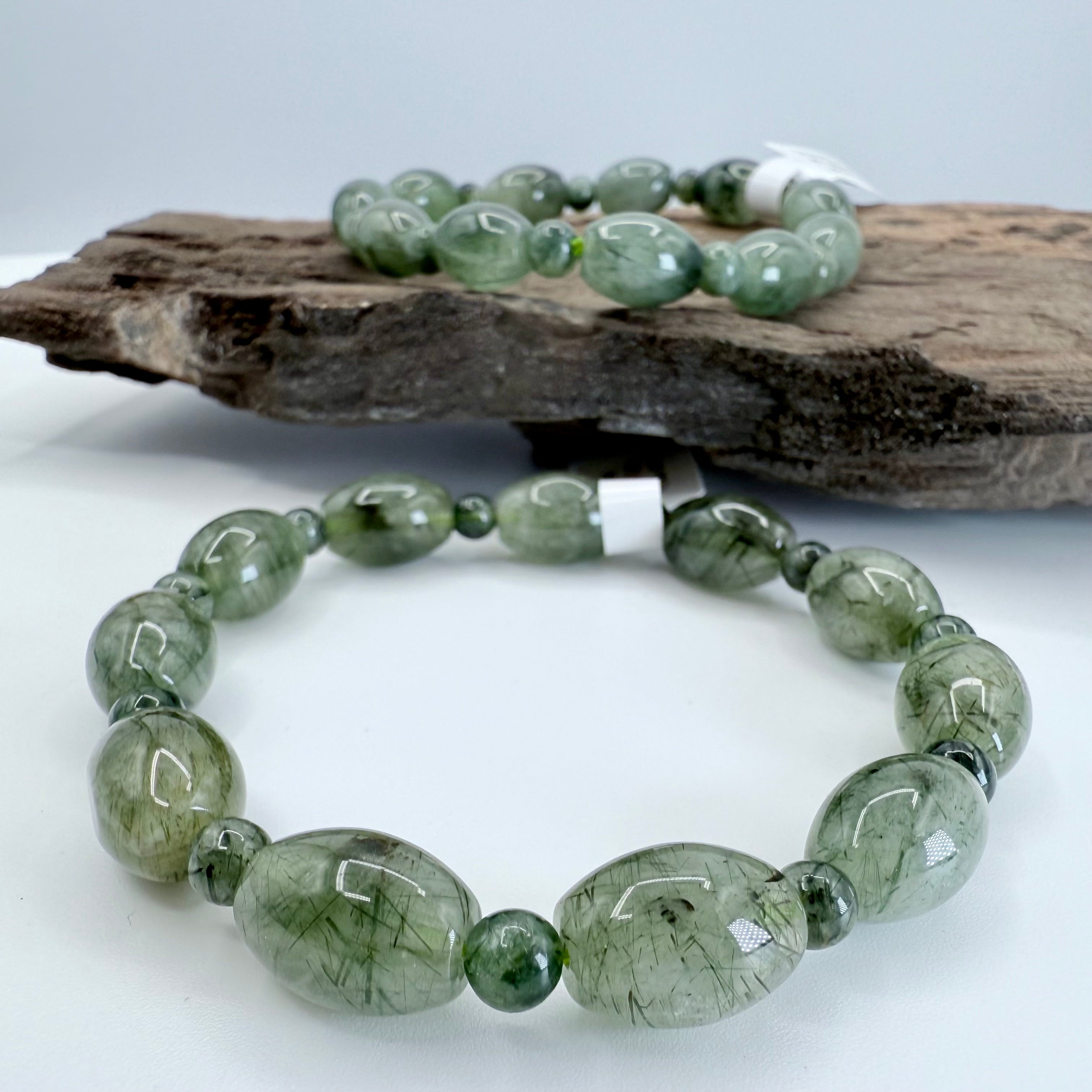 Prehnite Barrel 14 x 10mm Bracelet [DA29]