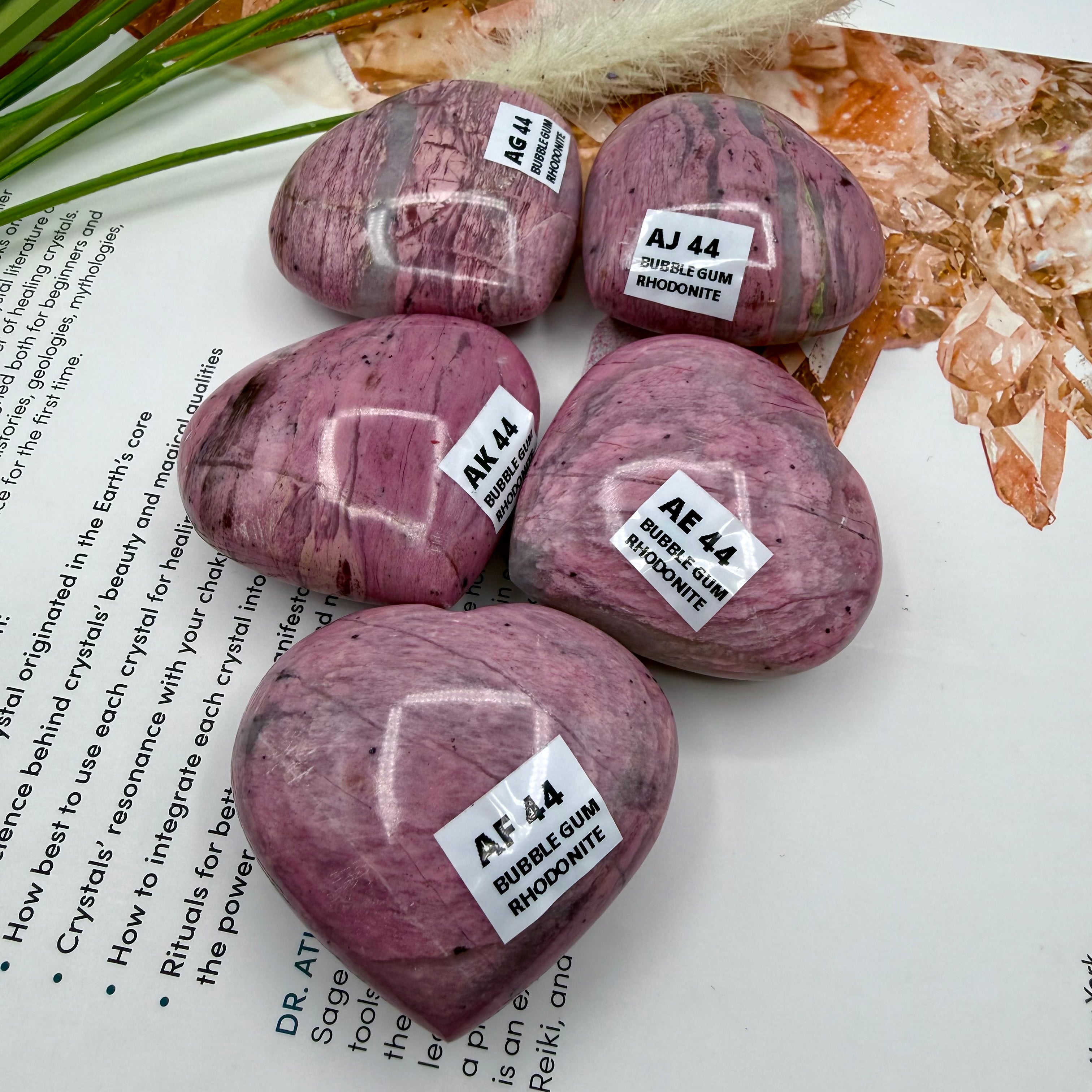 Bubblegum Rhodonite Hearts 90g