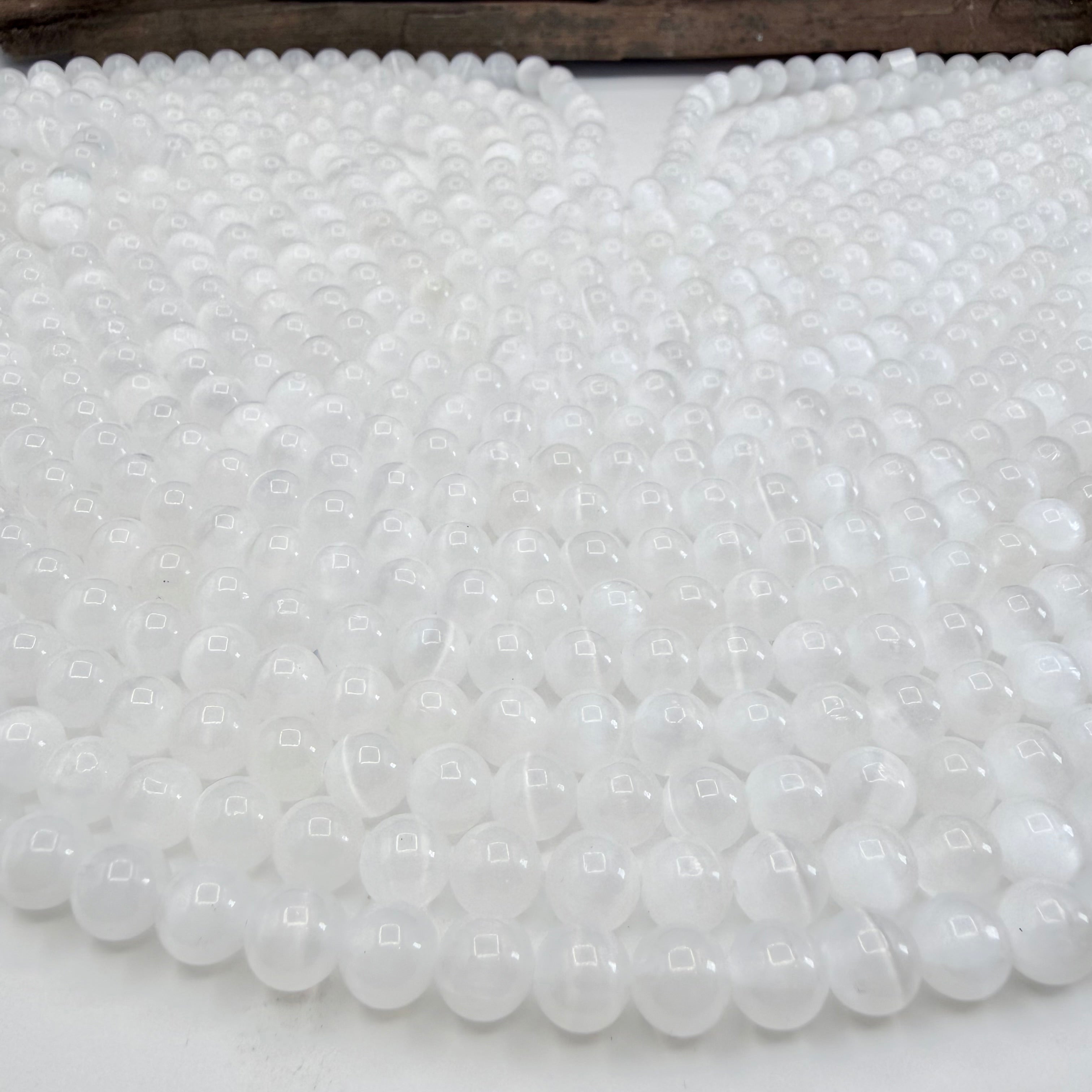 White Selenite 8mm Bead Strand