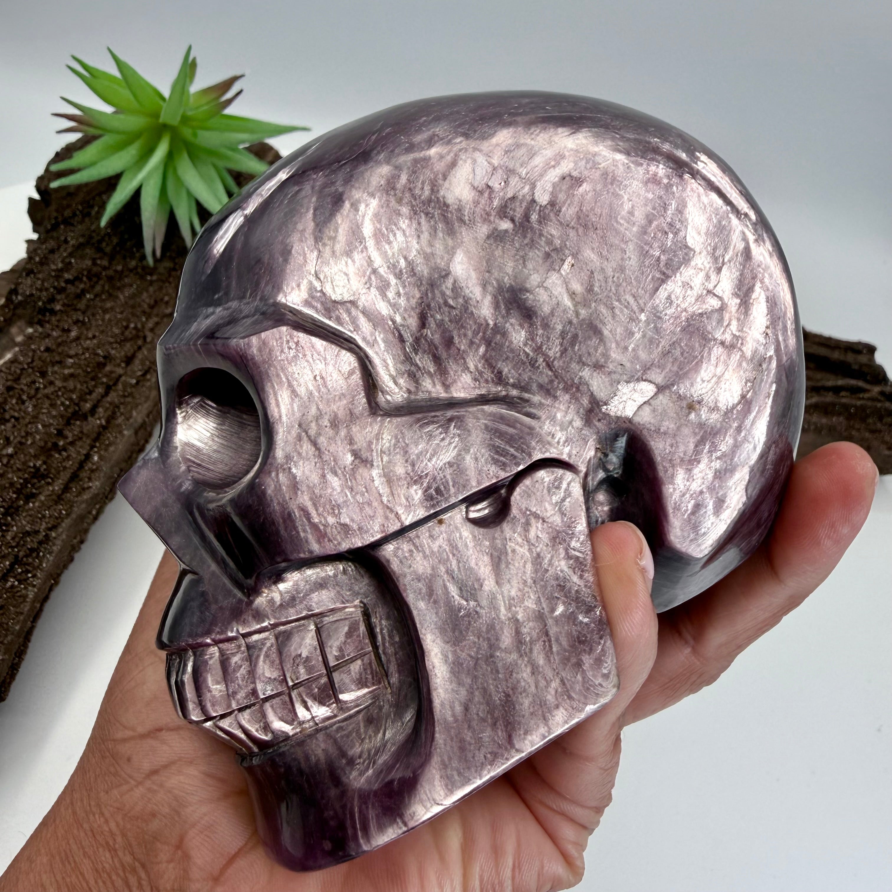 Gemmy Lithium Mica Lepidolite Skull 4.5inch Skull