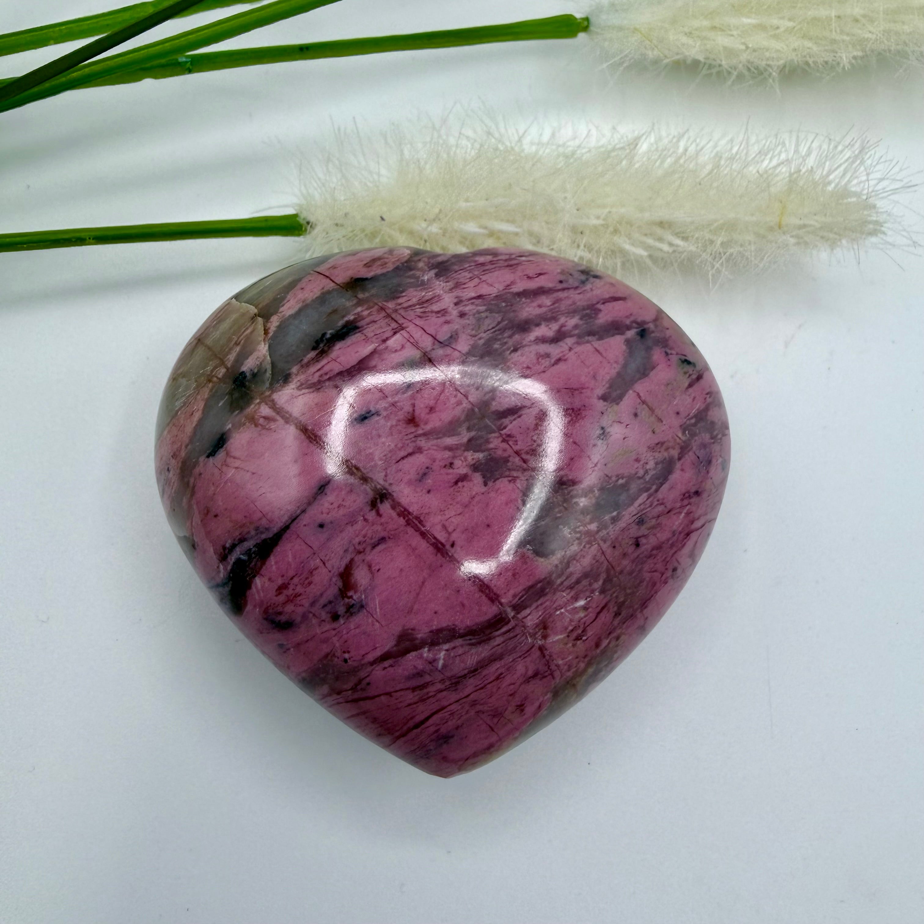 Peruvian Bubblegum Pink Rhodonite Puffy Heart 180g