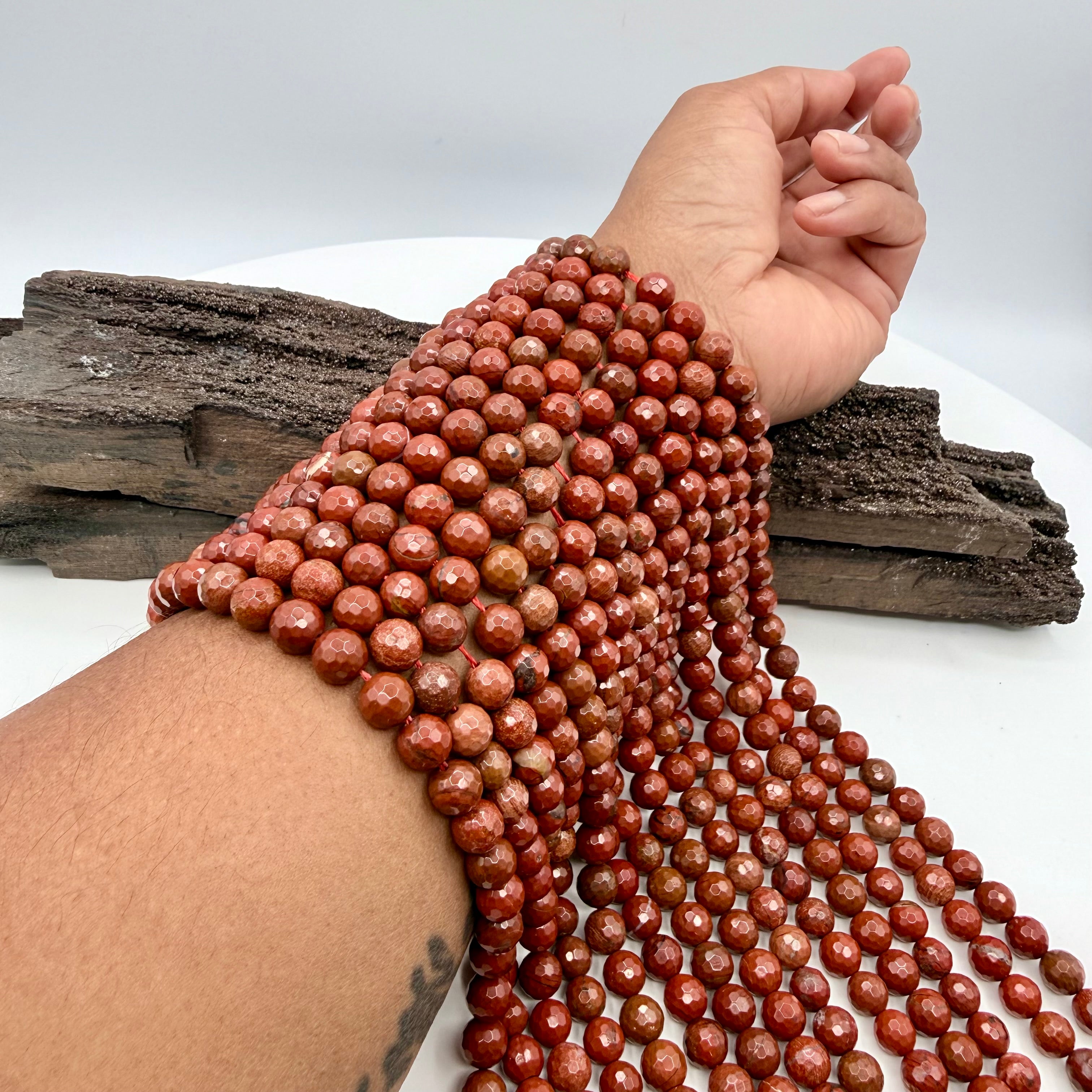 Red Jasper 8mm Faceted Bead Strand