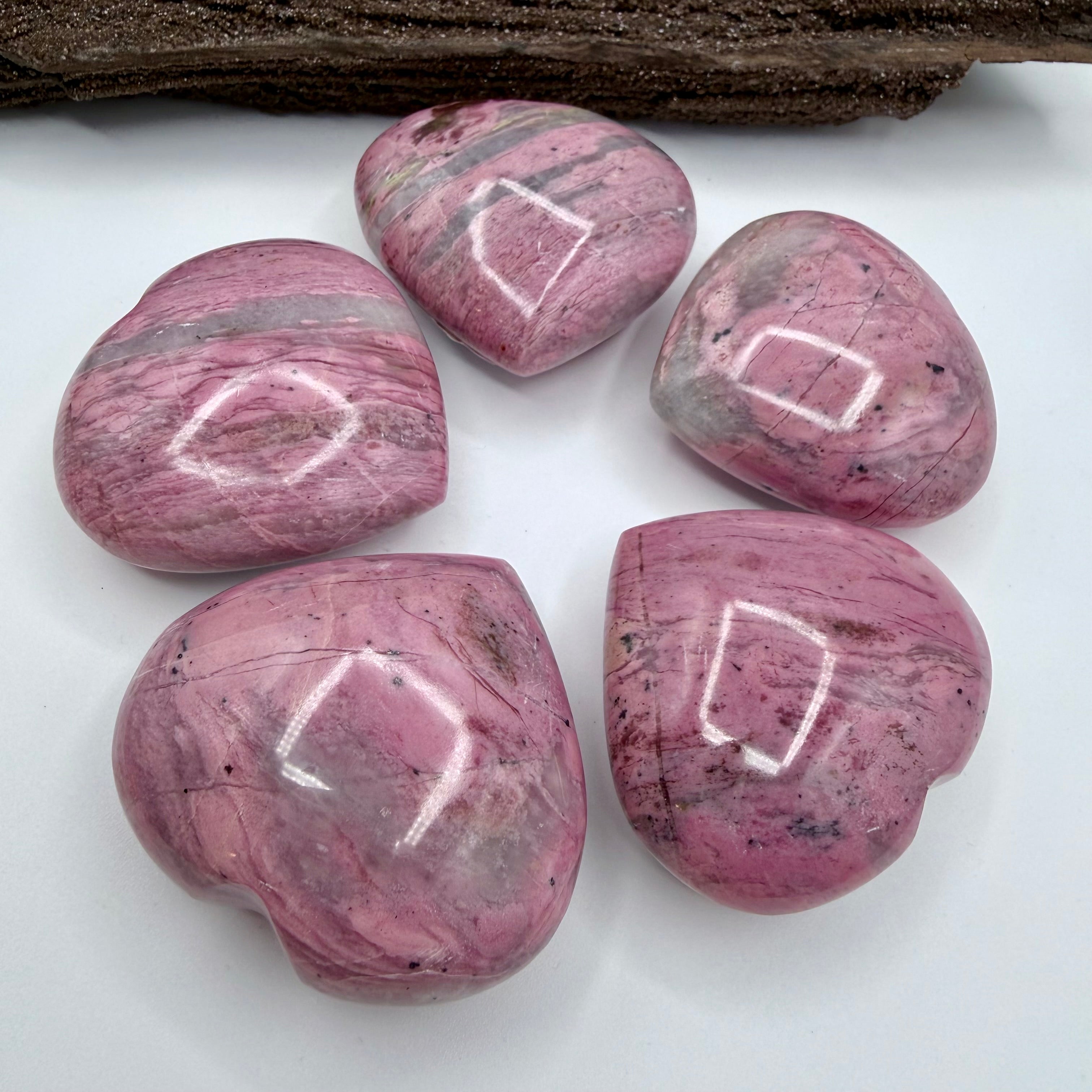 Bubblegum Rhodonite Hearts 90g