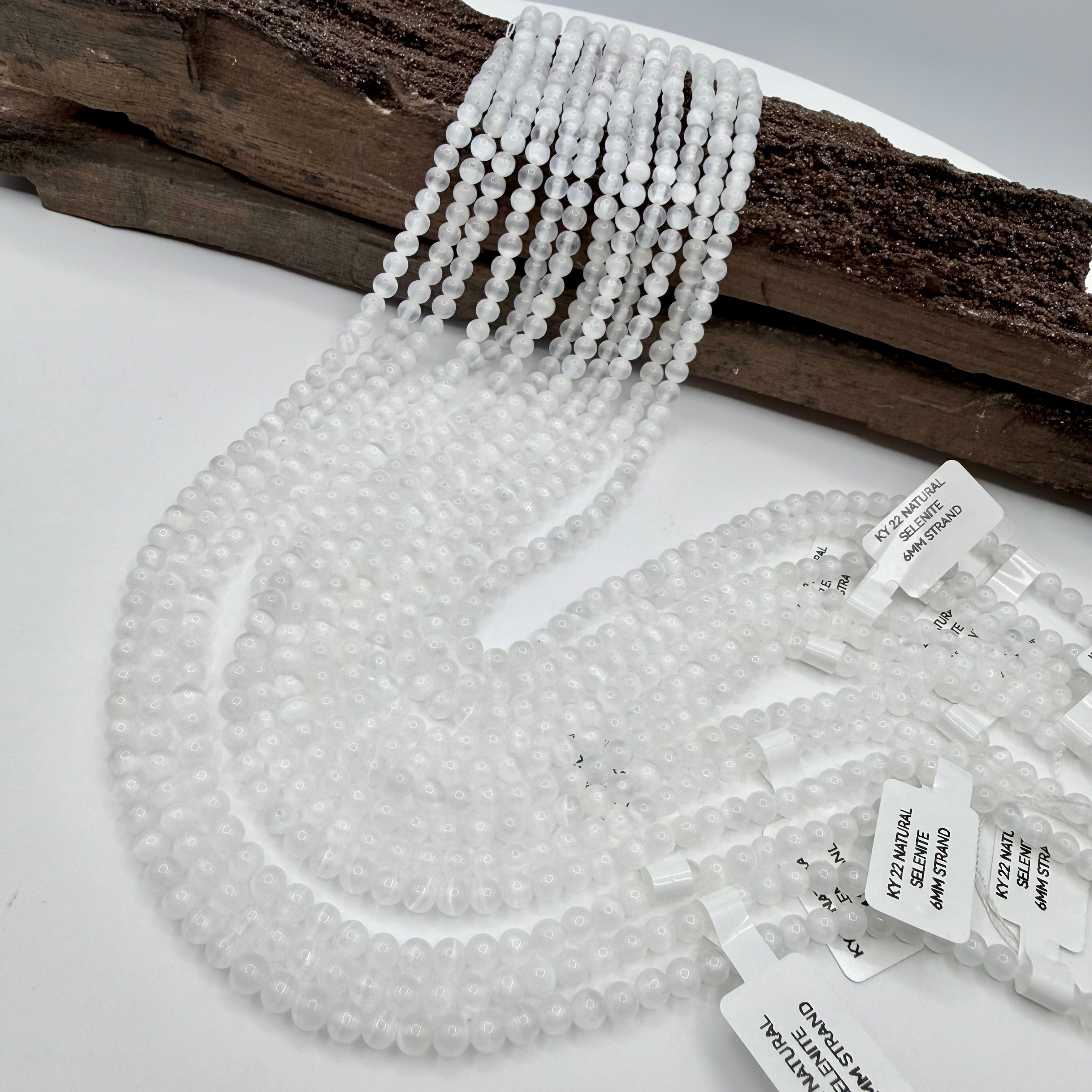 Selenite 6mm Round Bead Strand