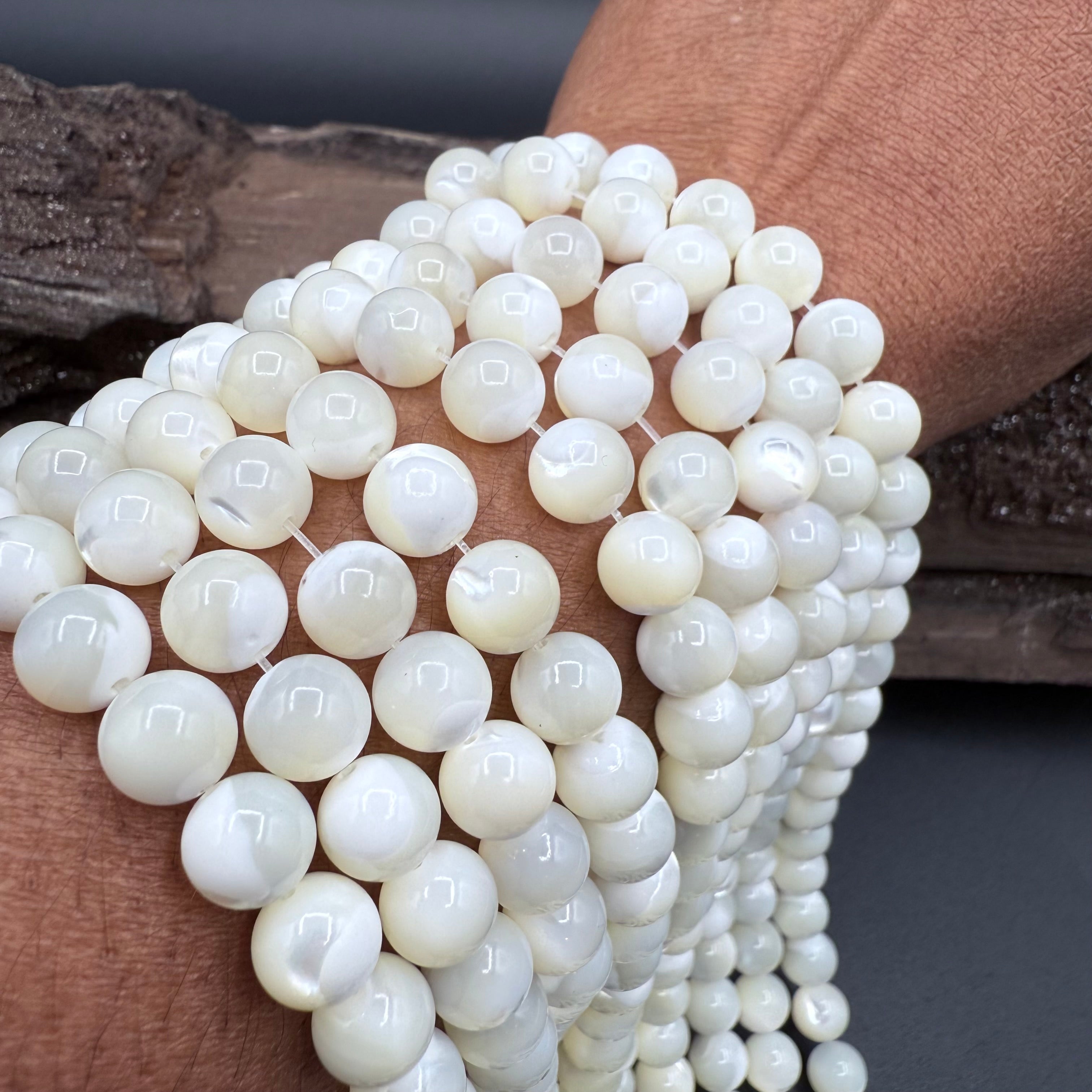 White Shell Round 8mm